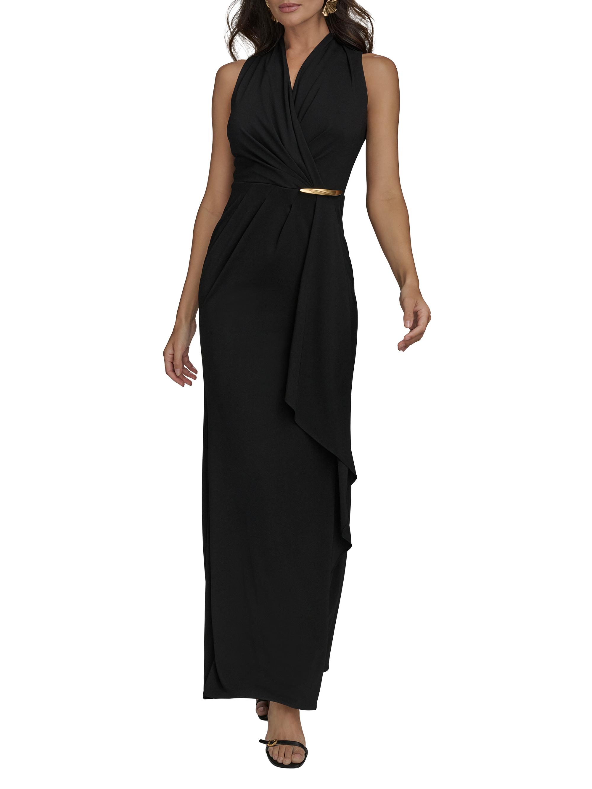 Donna Karan New York Women's Filament Jersey Wrap-Style Cocktail Dress - Black