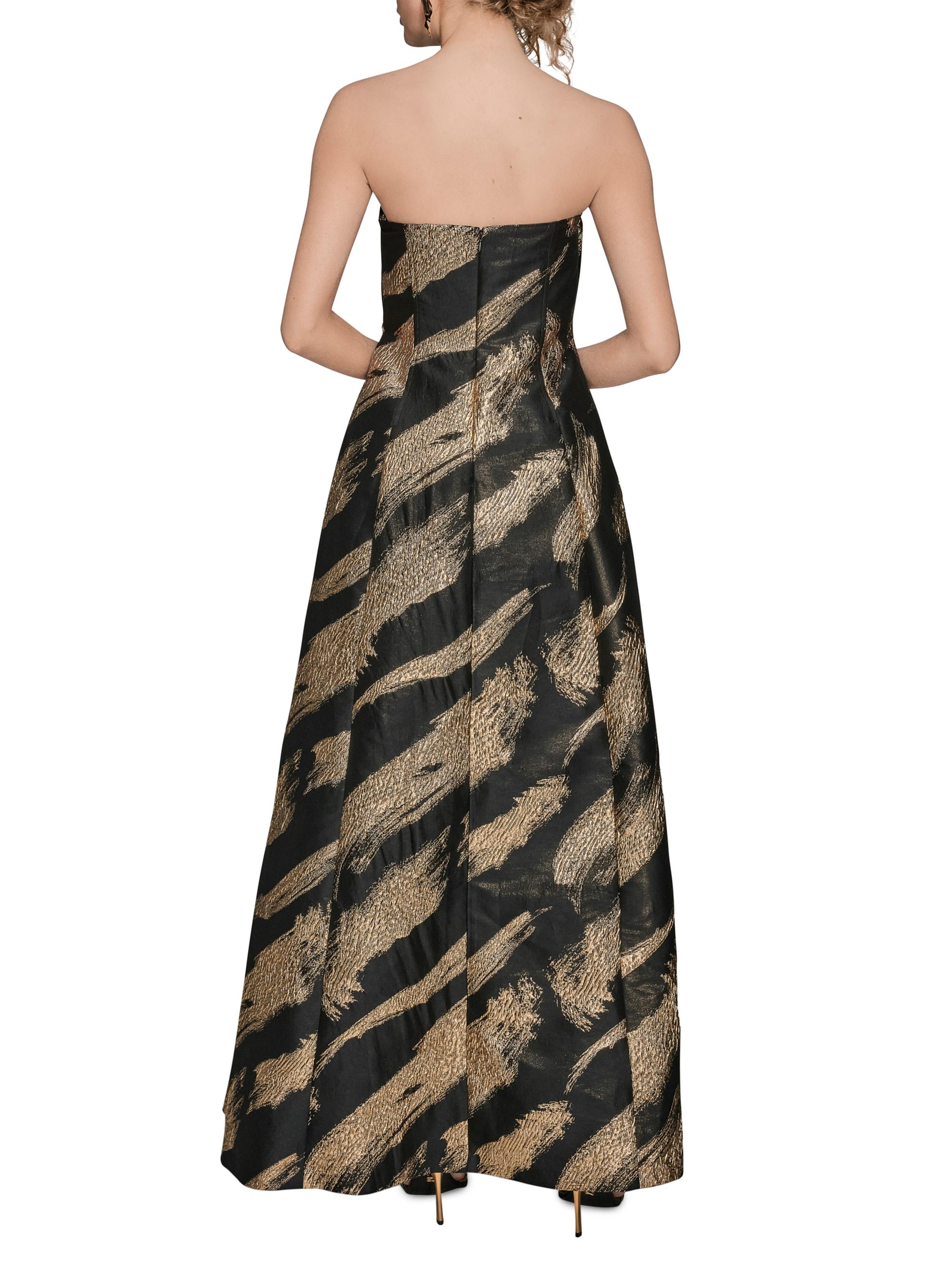 donna karan new york women's metallic brocade a-line dress Donna Karan Women's Metallic Brocade Gown - Frost Beige