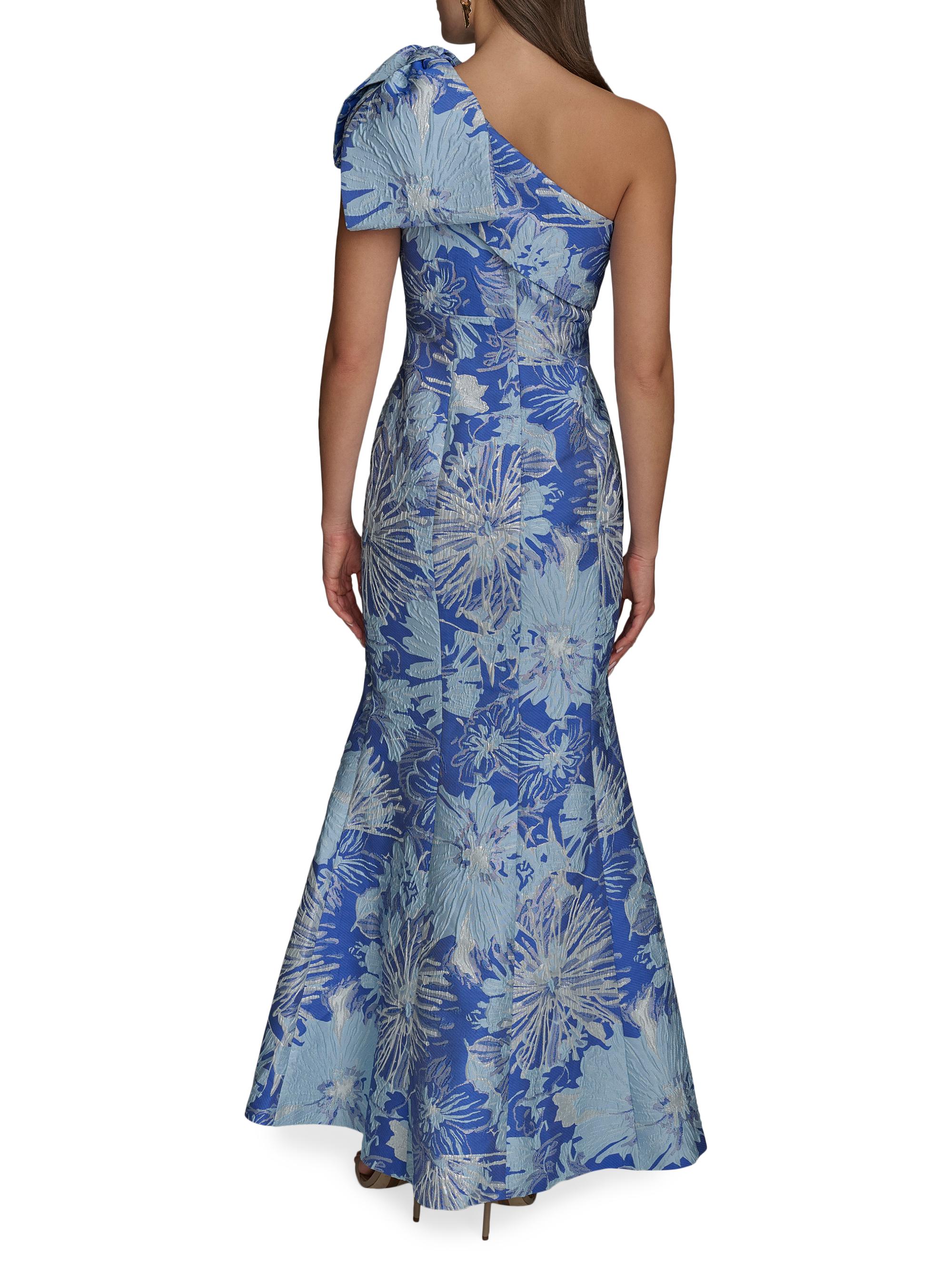 donna karan one shoulder bow dress Donna Karan New York Women's Jacquard Bow-Trim One-Shoulder Gown