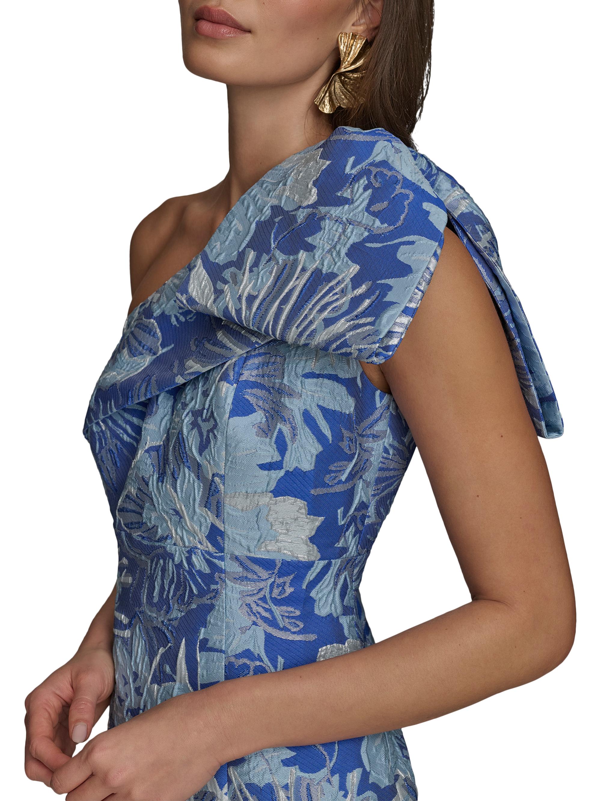donna karan one shoulder bow dress Donna Karan New York Bow One-Shoulder Gown - Navy Nvy