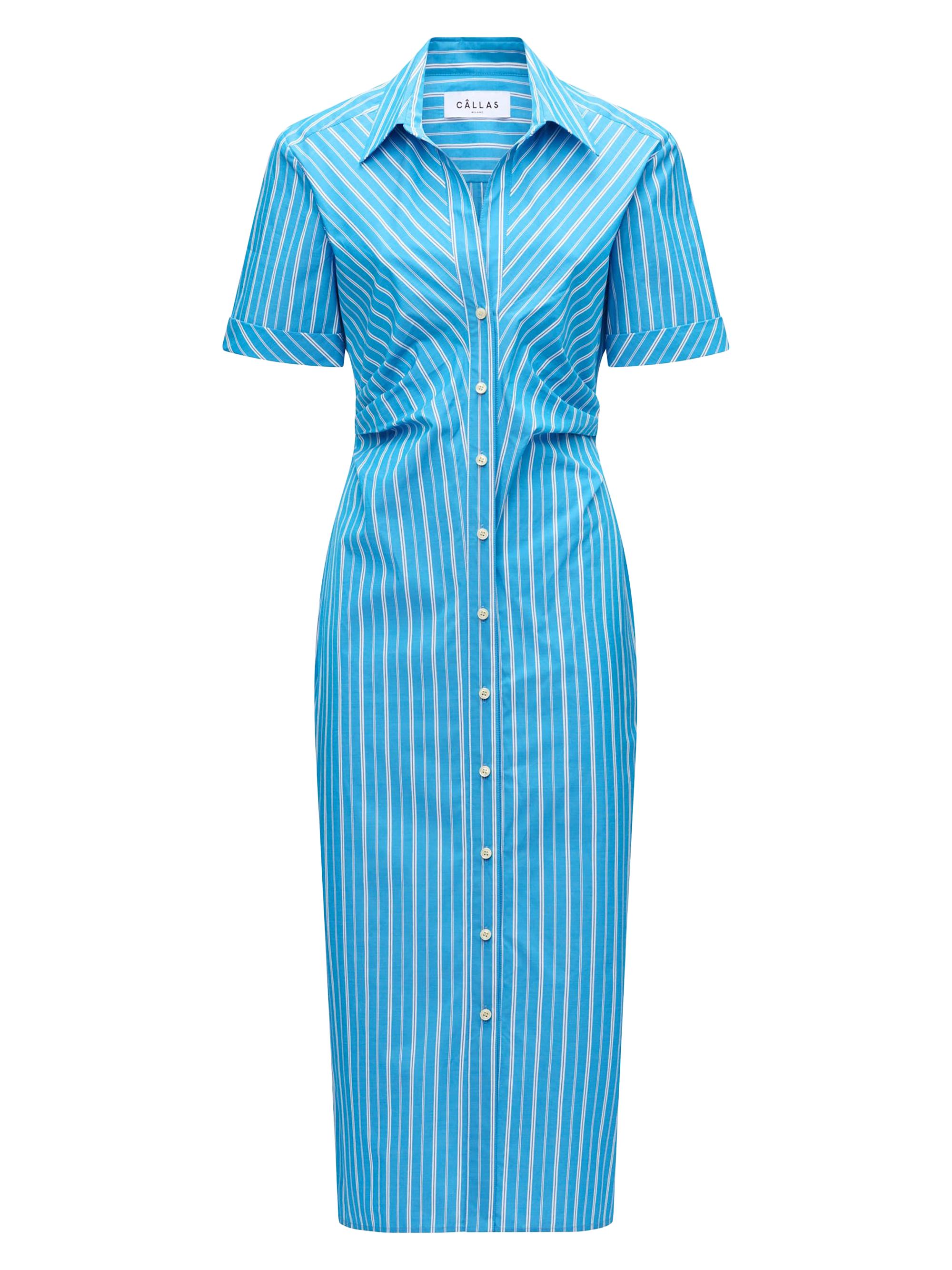 Callas Milano Women's Lou Fitted Shirt Dress - Blue Stripe