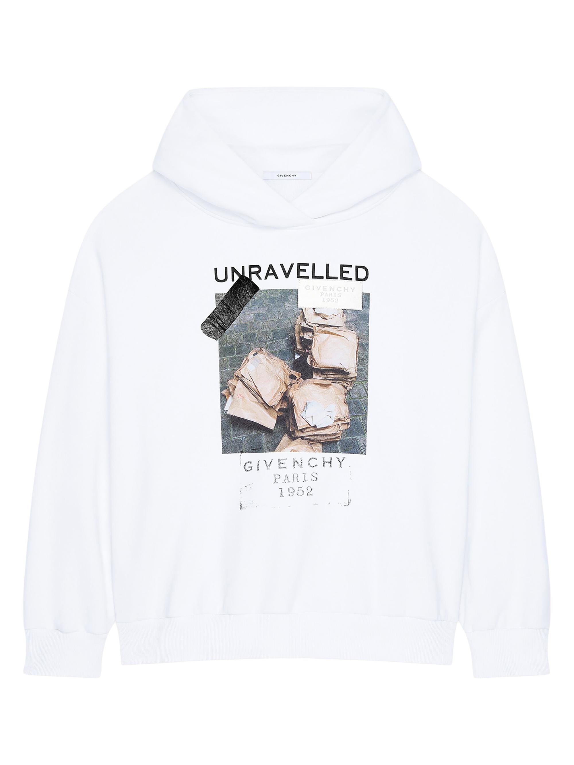 Givenchy Women's Hoodie in Fleece with Unravelled Print - White