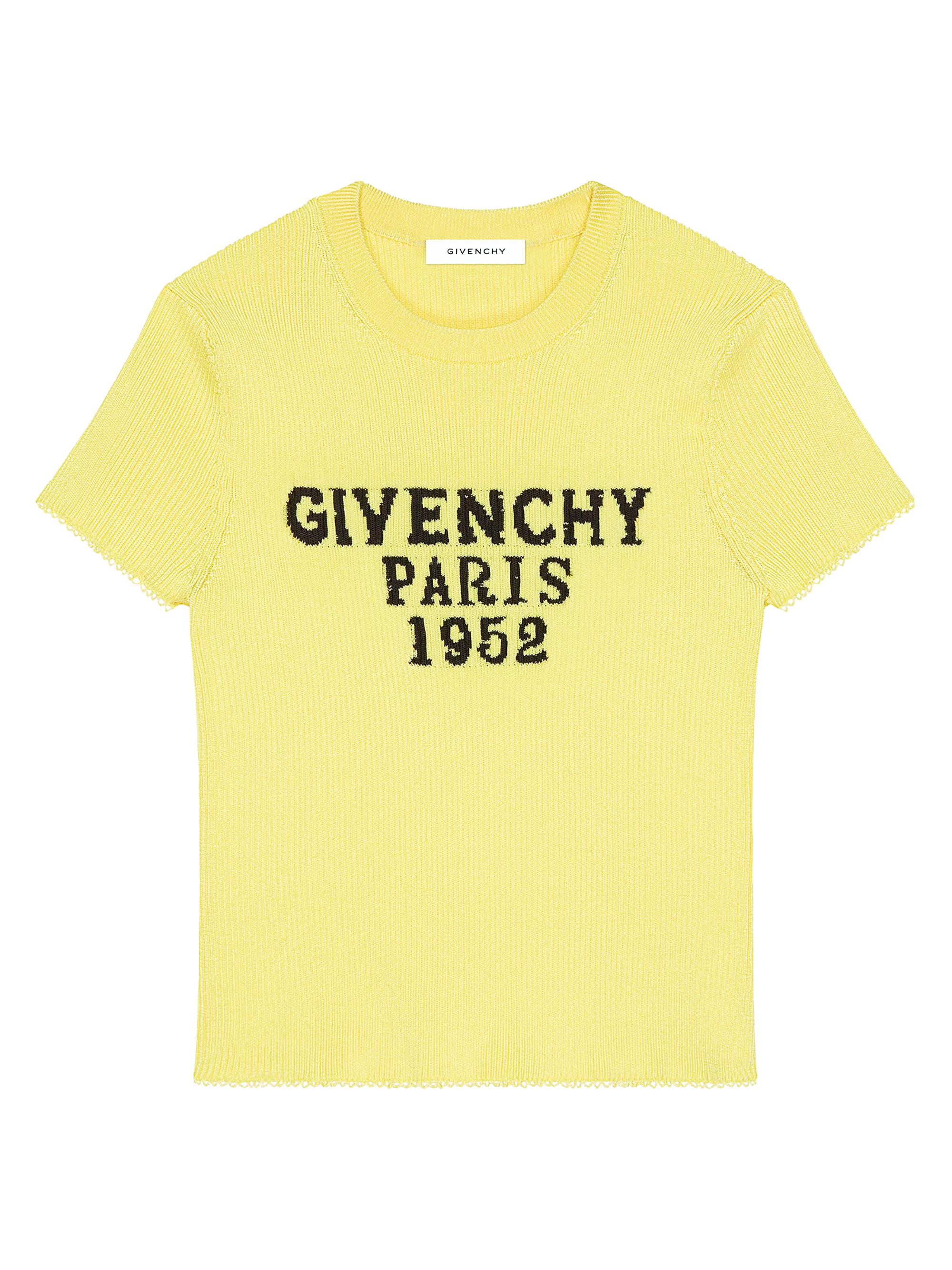 Givenchy Women's Cropped Knitted Top with  Paris 1952 - Acid Yellow