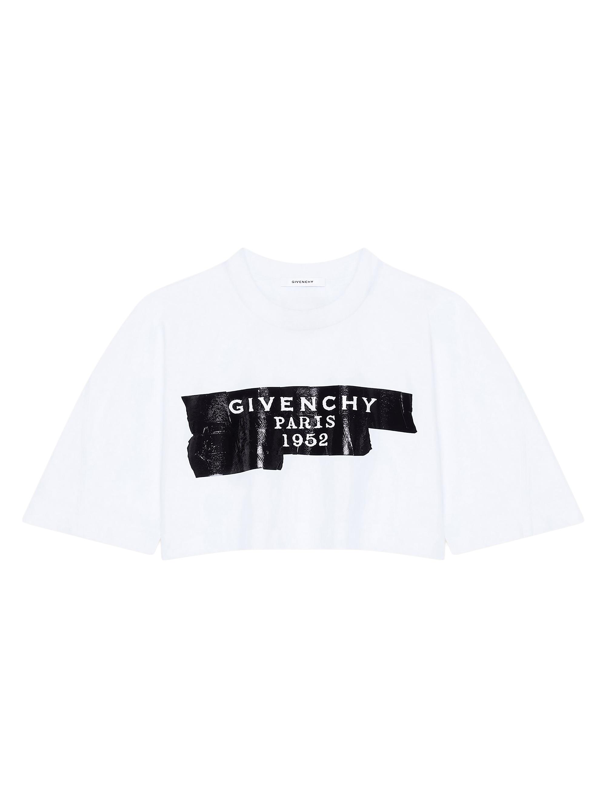 Givenchy Women's Cropped Fit T-Shirt in Cotton with  Tape - White
