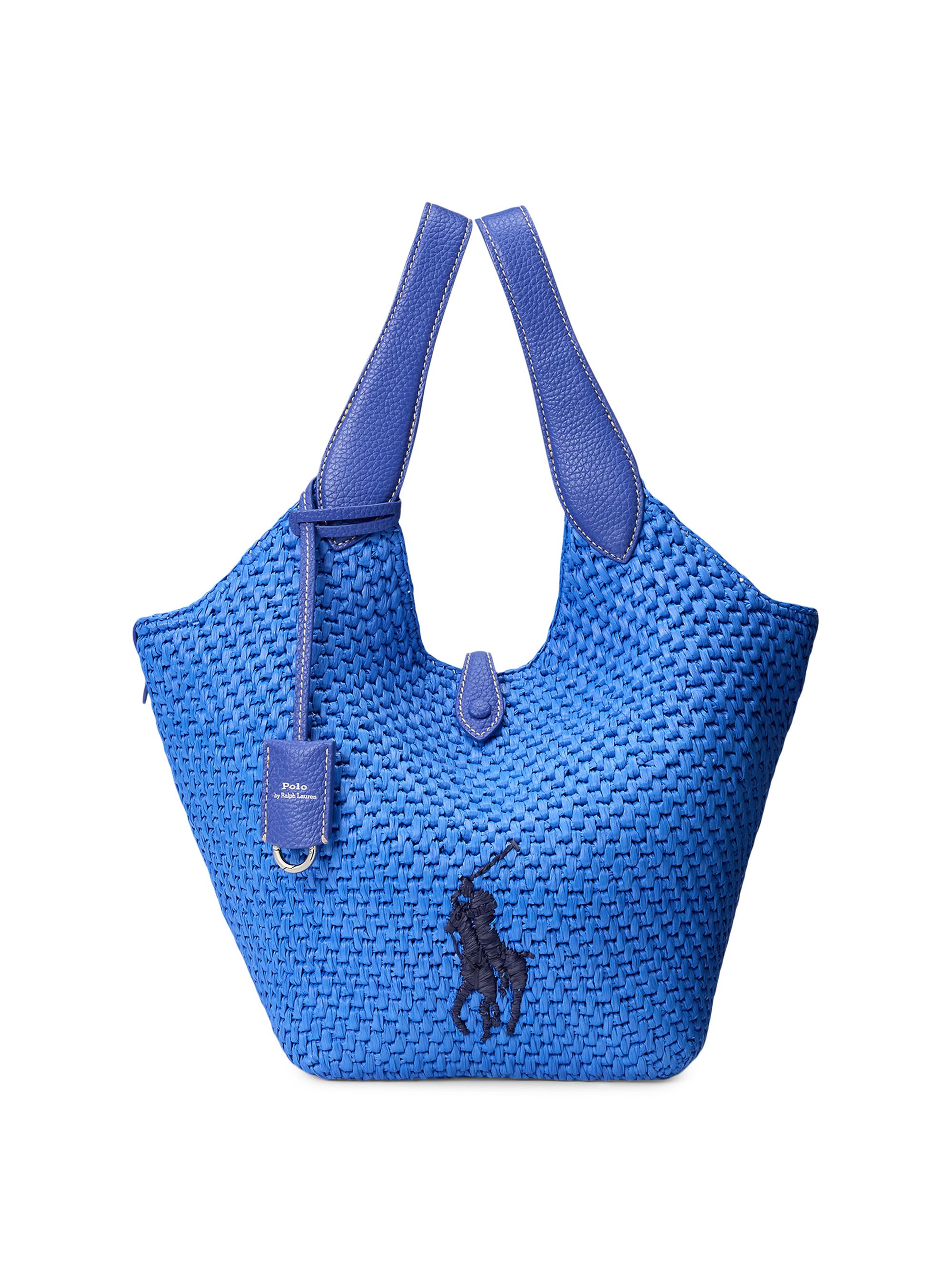 Polo Ralph Lauren Embroidered Logo Raffia Leather Tote Bag | Saks