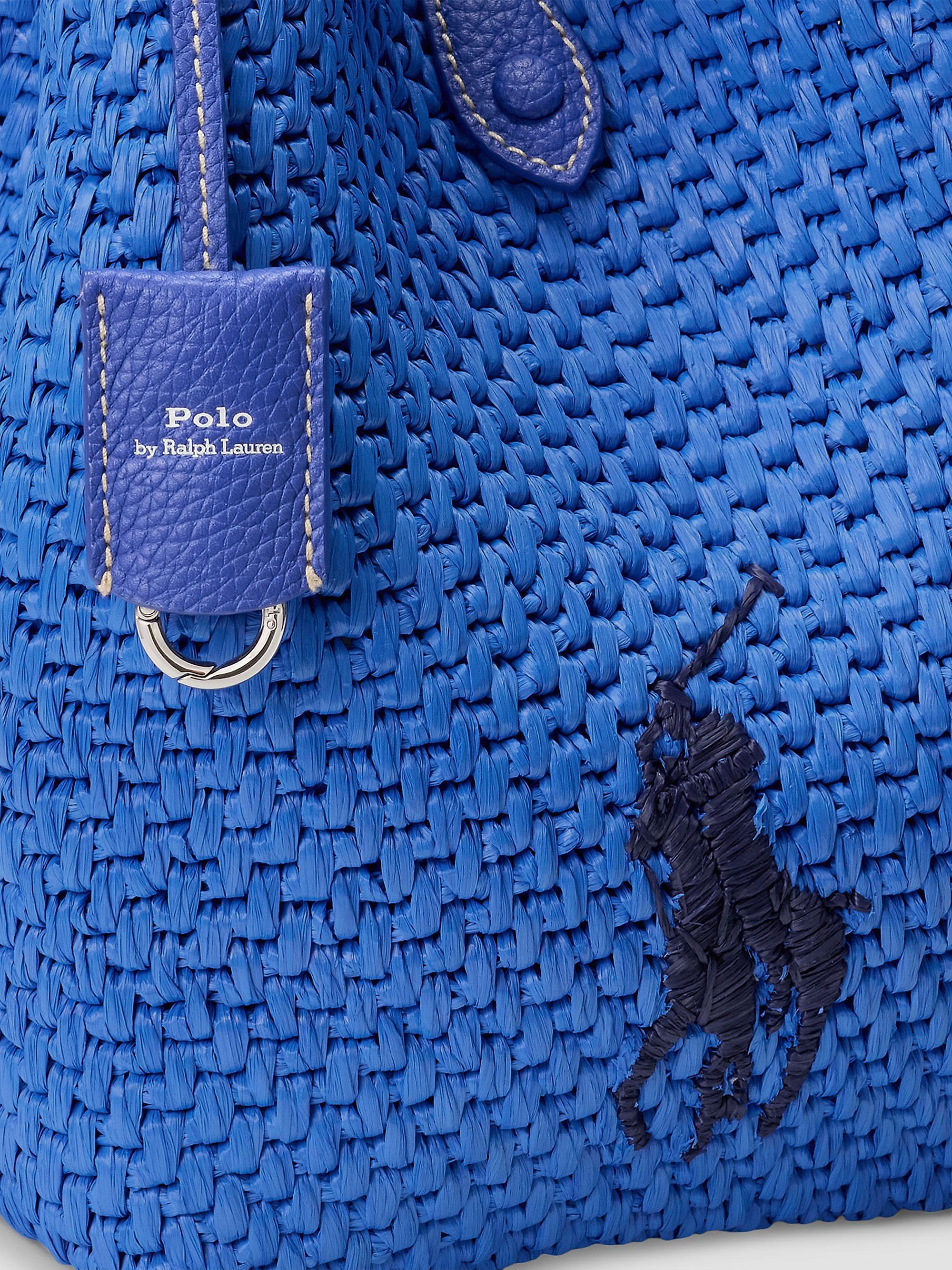 Polo Ralph Lauren Embroidered Logo Raffia Leather Tote Bag | Saks
