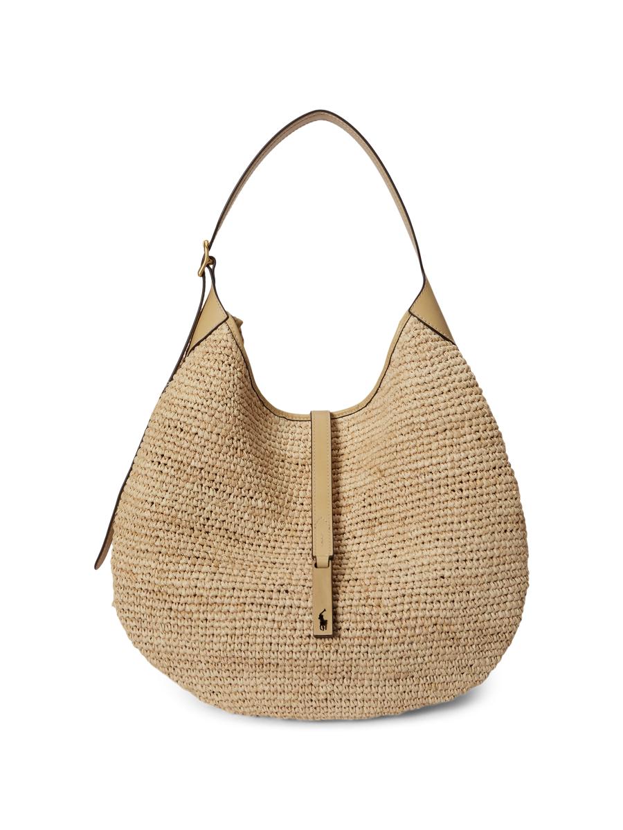 Polo Ralph Lauren Polo ID Raffia & Leather Shoulder Bag | Saks
