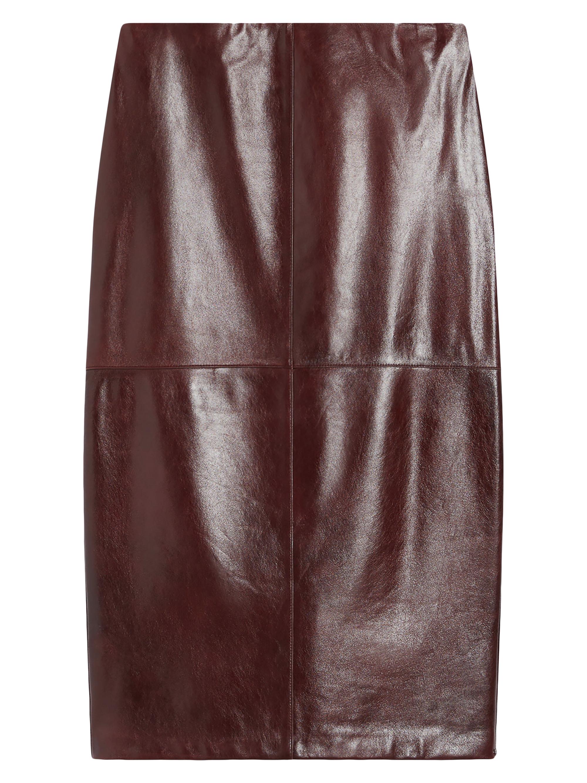 Sportmax Women's Midi Leather Skirt - Bordeaux
