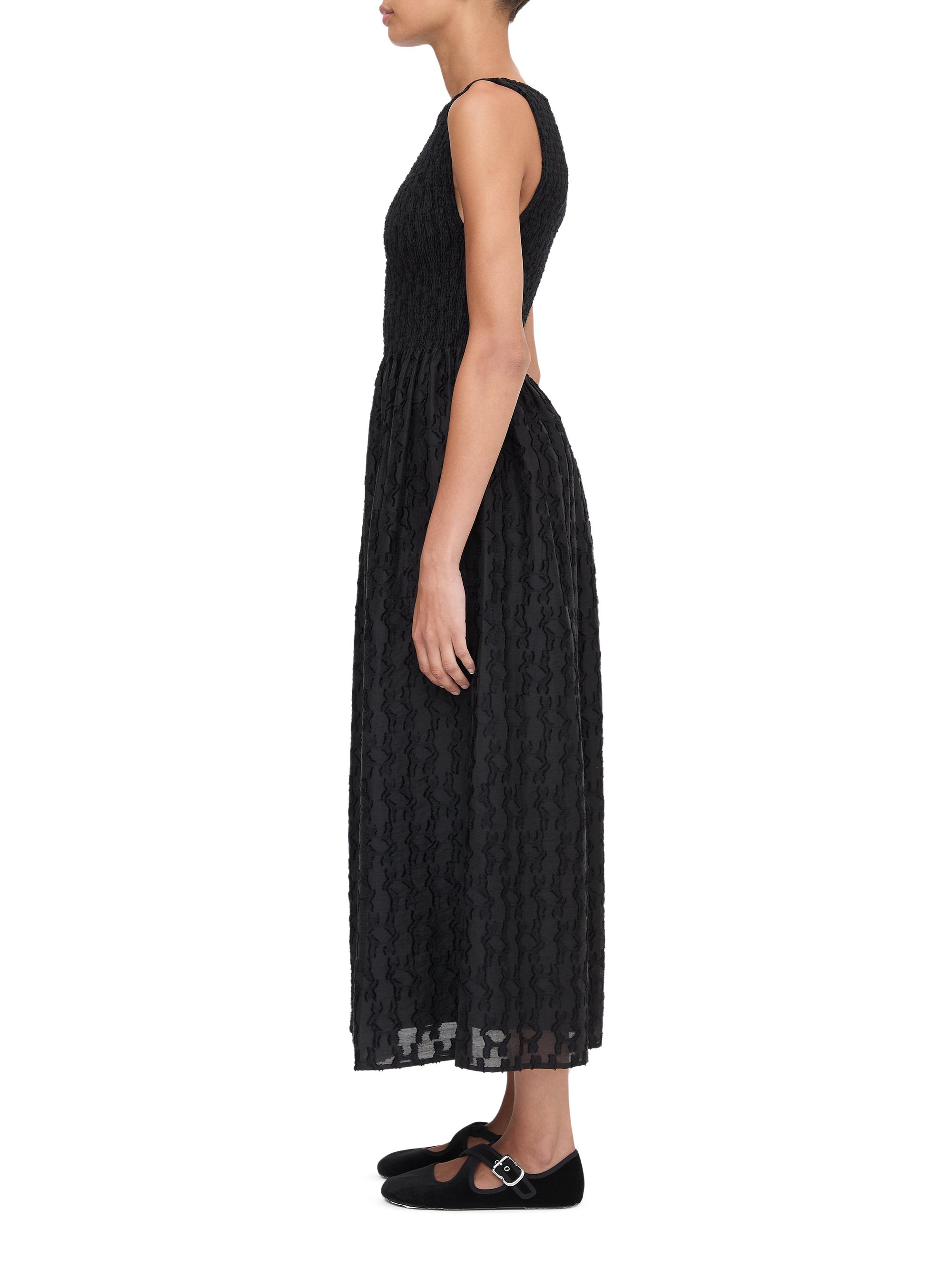christian lacroix black linen dress Christian Lacroix Black and Blue Linen Dress with Gold Hardware & Slit main image 0