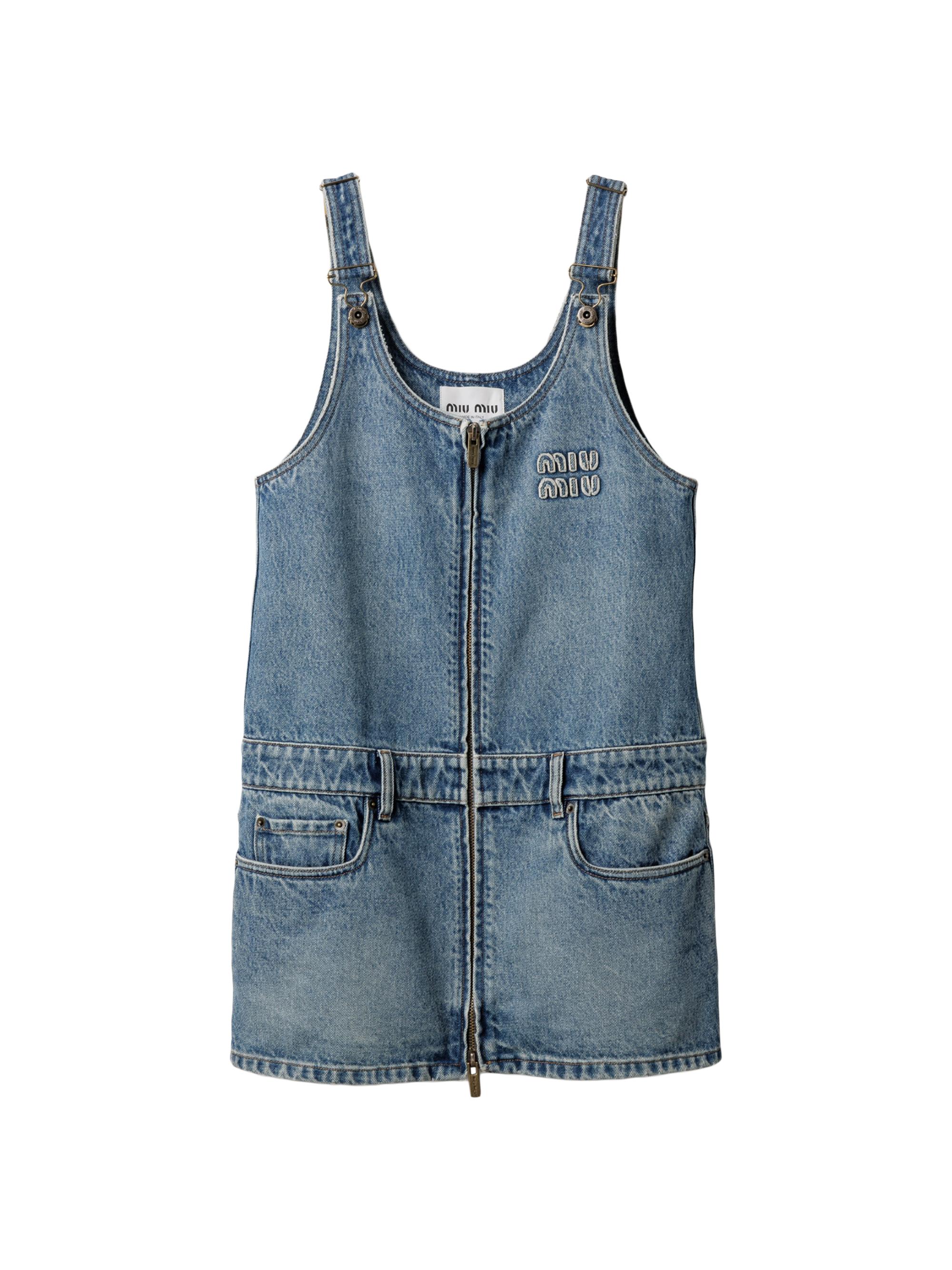 Miu Miu Women's Denim and Poplin Zipper Dress - Blue