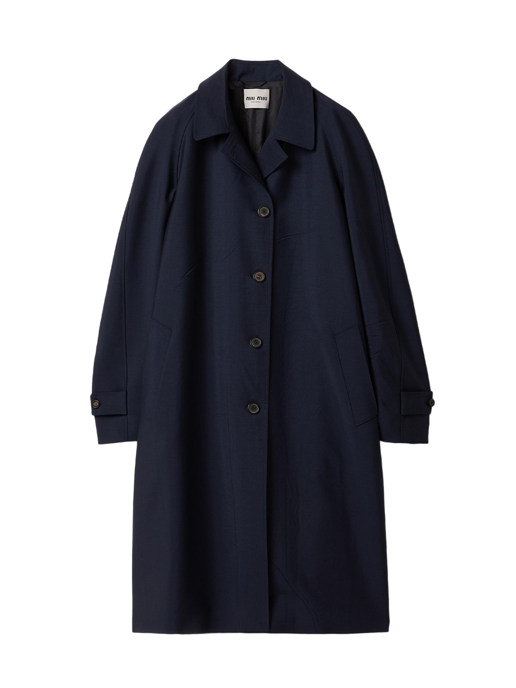 Miu Miu Women's Single Breasted Kid Mohair Coat - Blue