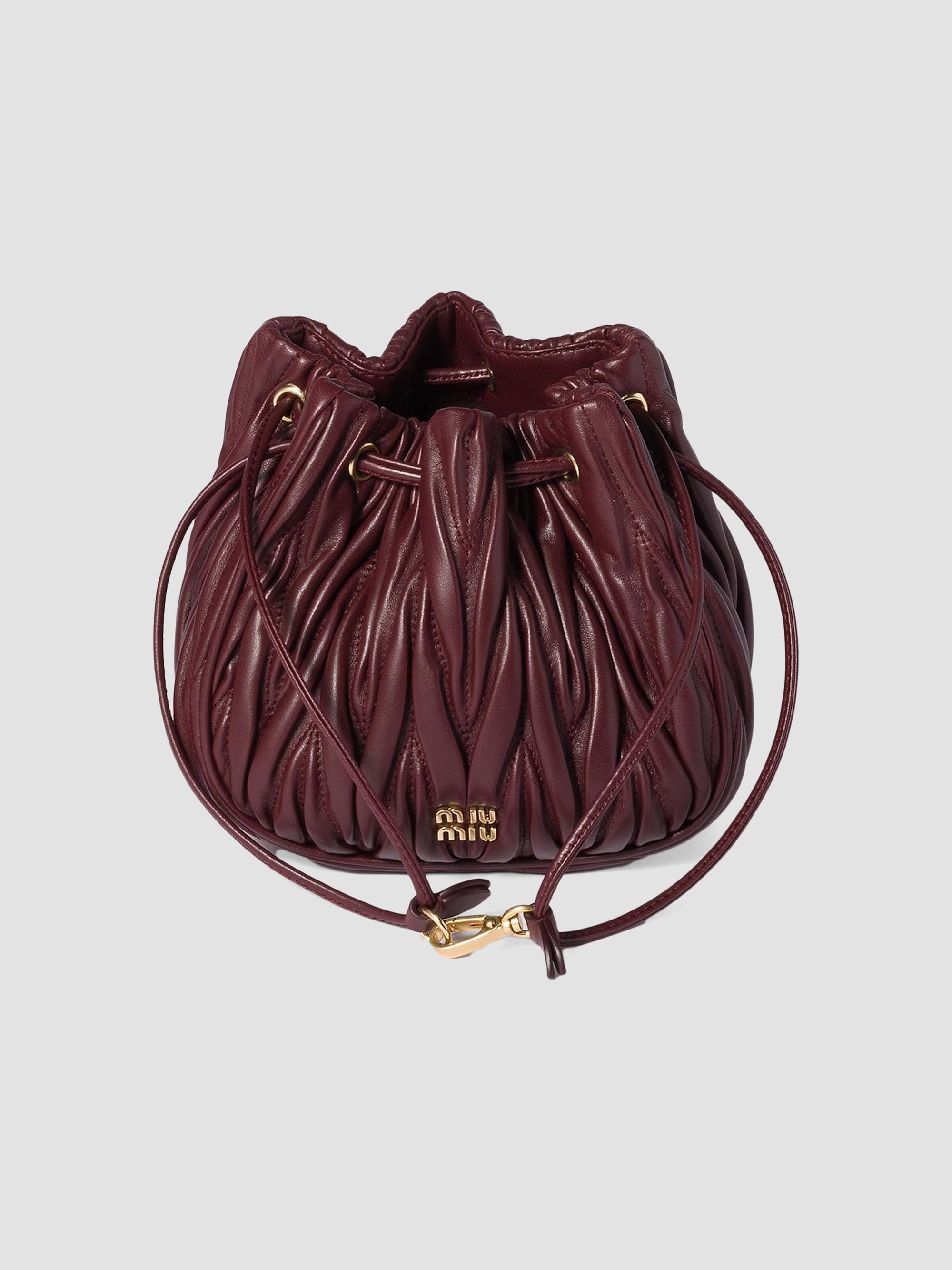 Miu Miu Women's Matelassé Nappa Leather Pouch - Dark Red | Thumbnail 6