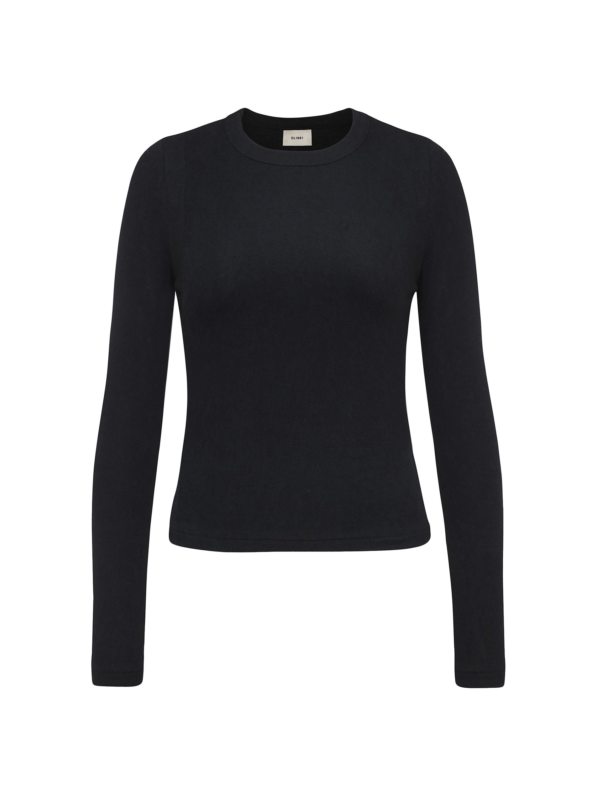 DL1961 Women's Shrunken Tee Long Sleeve - Black