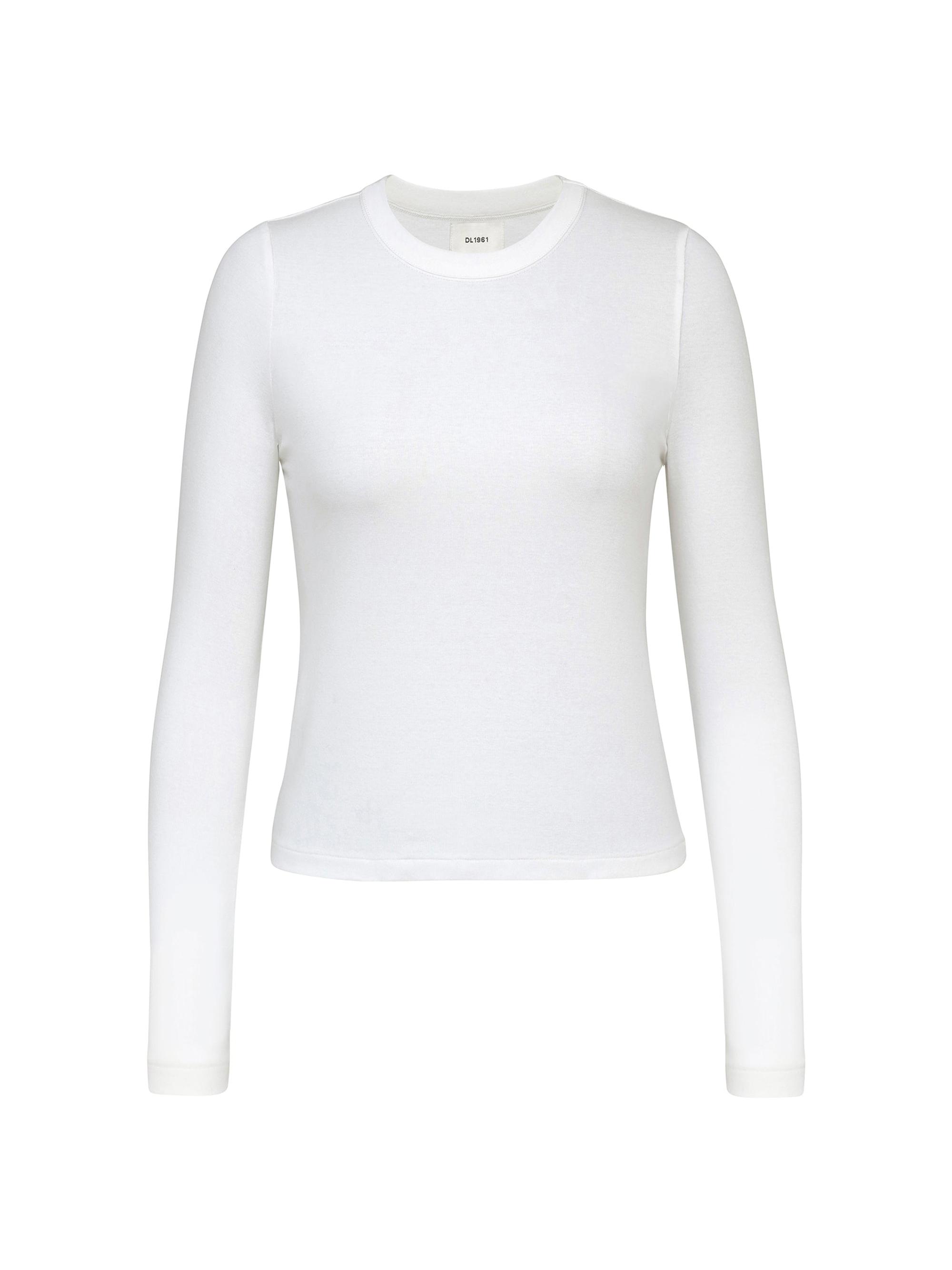 DL1961 Women's Shrunken Tee Long Sleeve - White