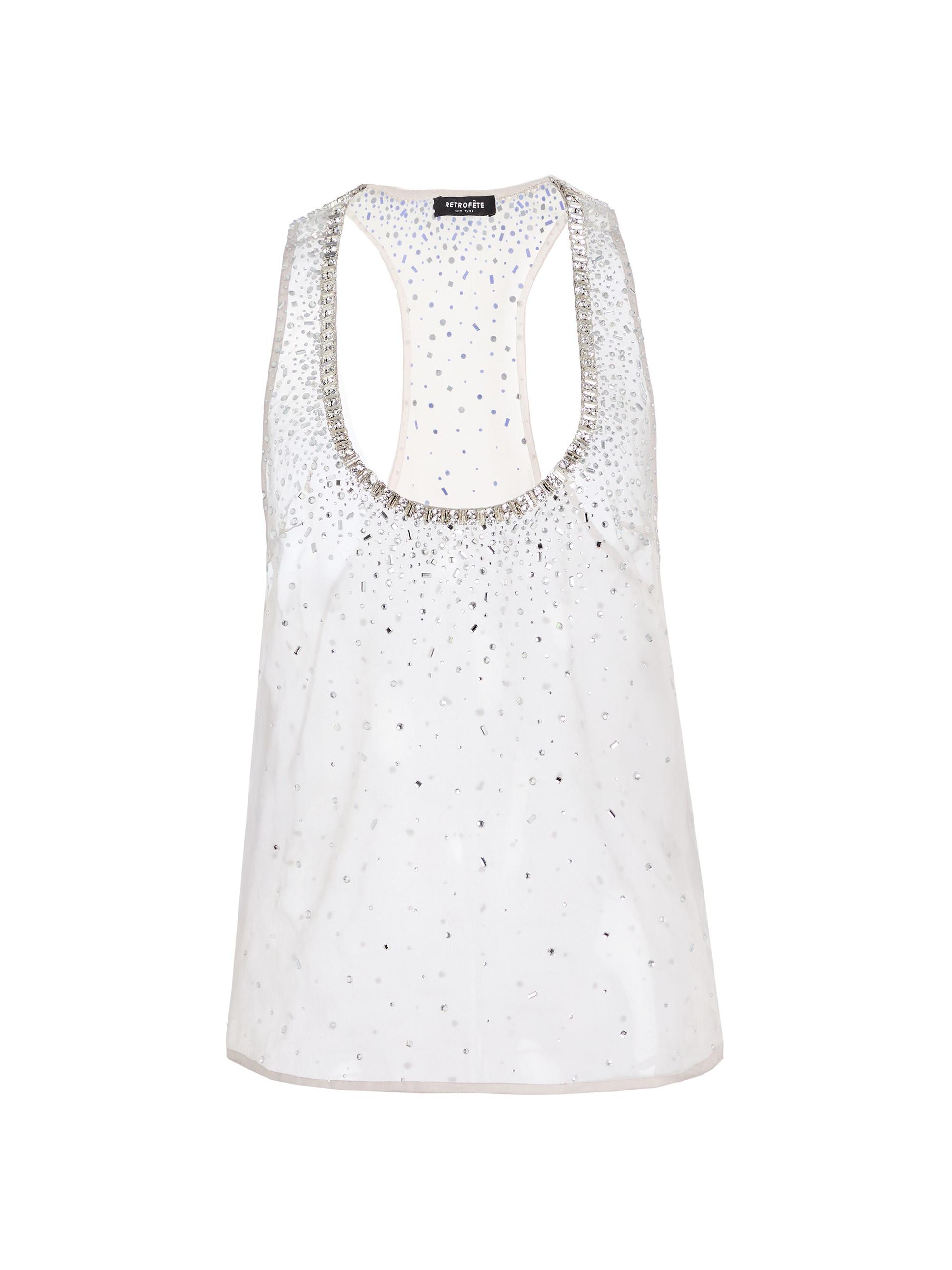 Retrofête Women's Azalea Embellished Tank - Silver Cloud