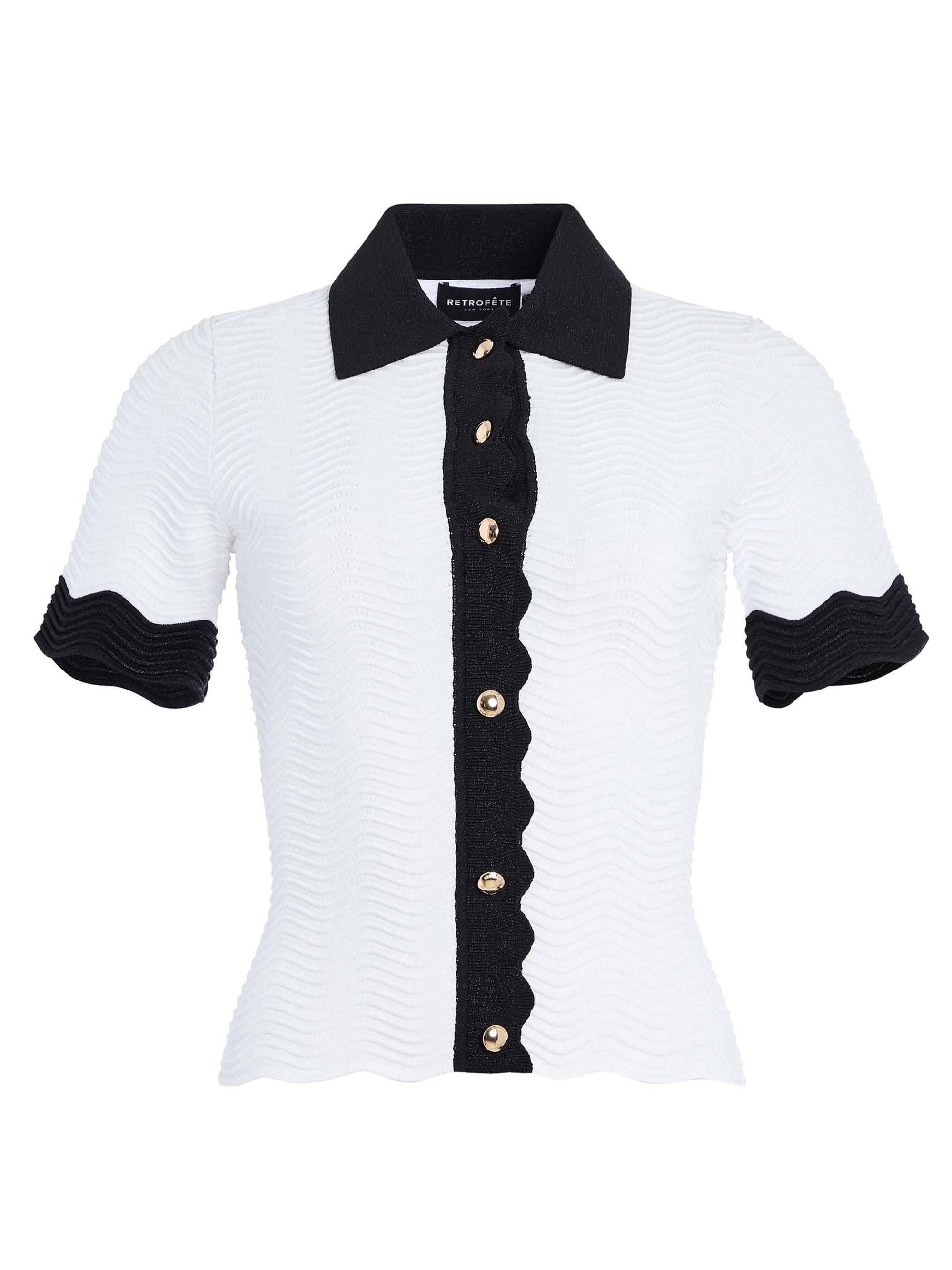 Retrofête Women's Lyric Knit Top - Opticwht Metallicblk