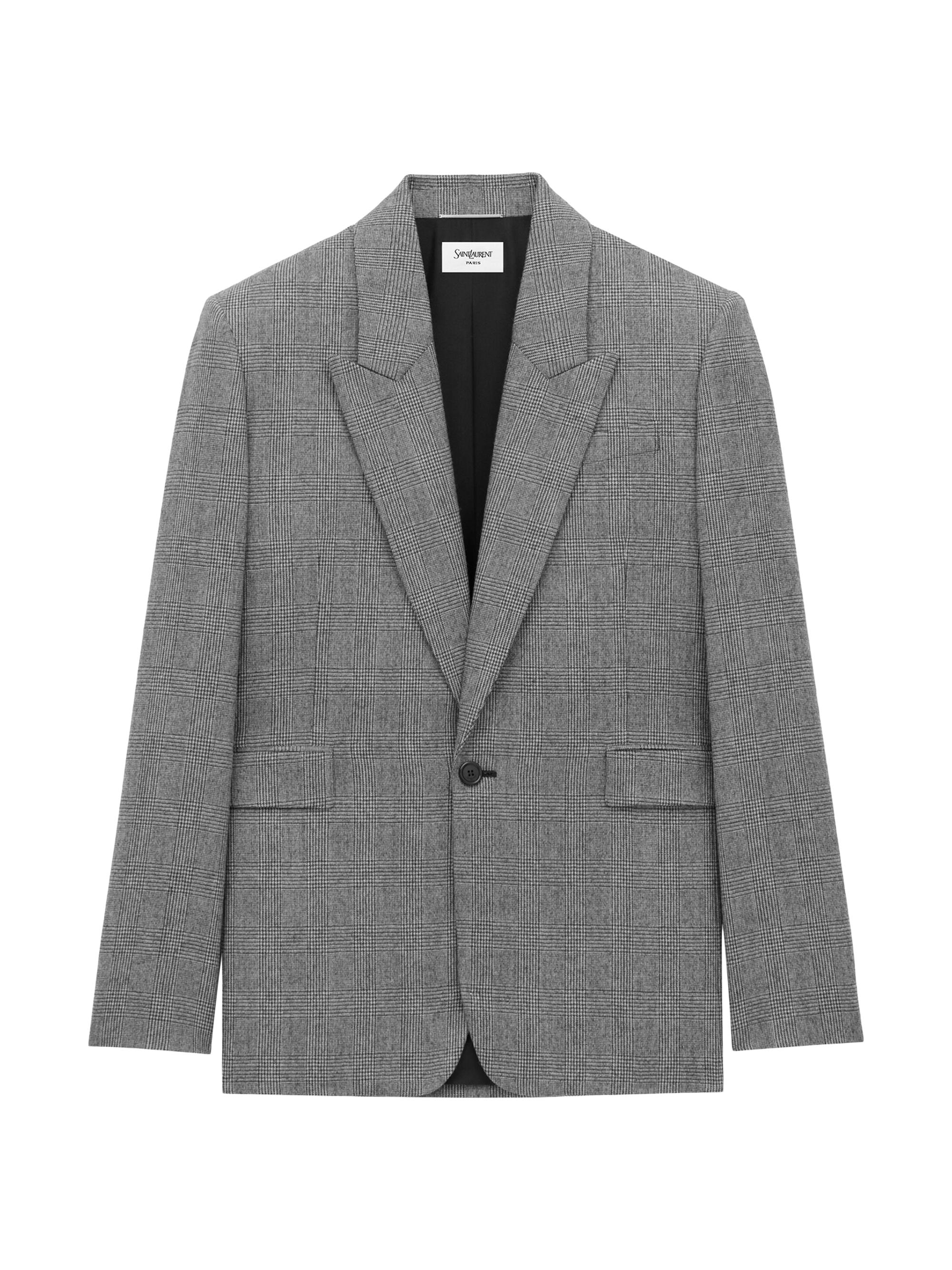 Valentino Garavani Single-Breasted Wool Jacket with Check Pattern