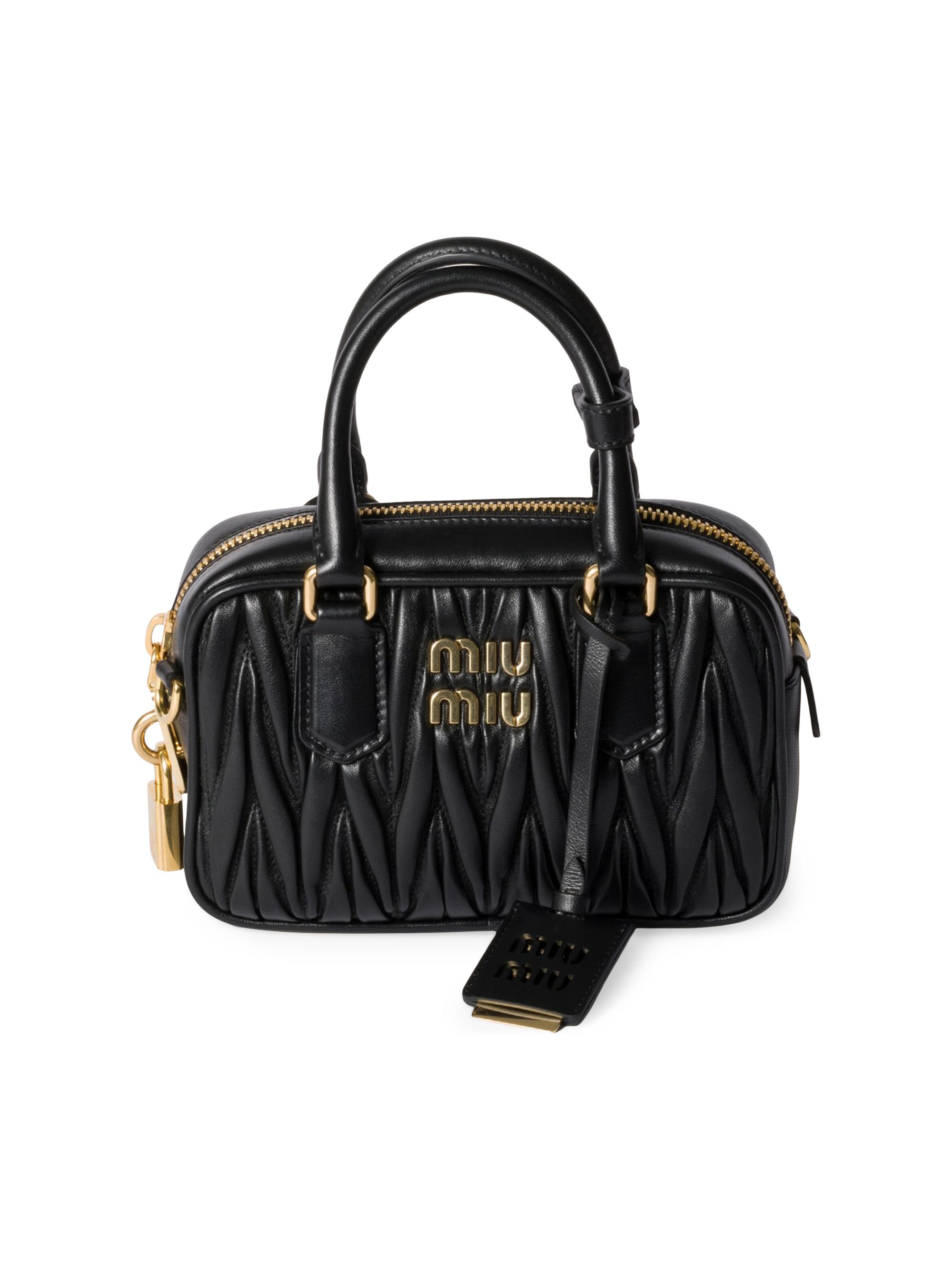 Miu Miu Women's Arcadie Matelassé Nappa Leather Bag - Black
