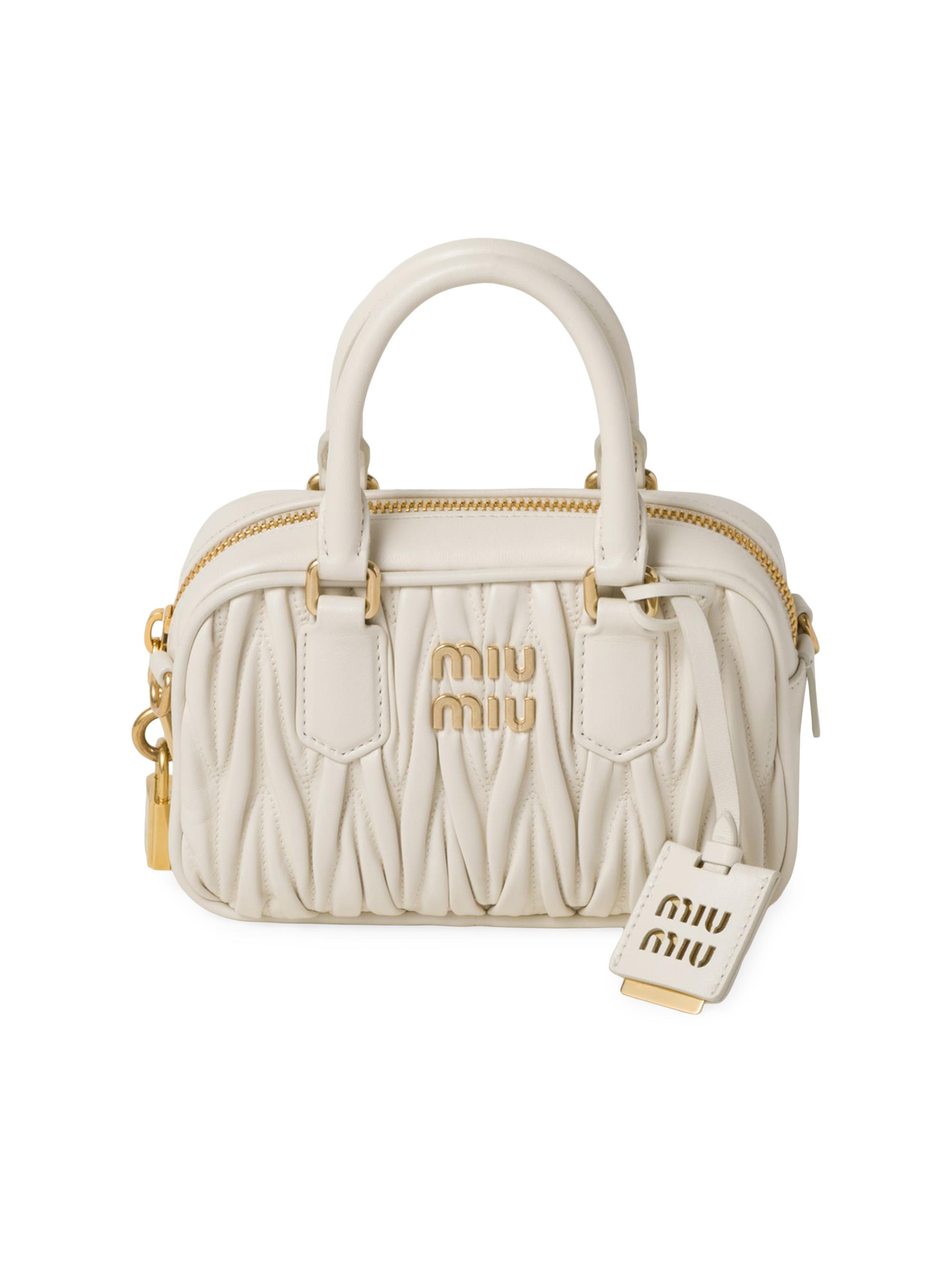 Miu Miu Women's Arcadie Matelassé Nappa Leather Bag - White
