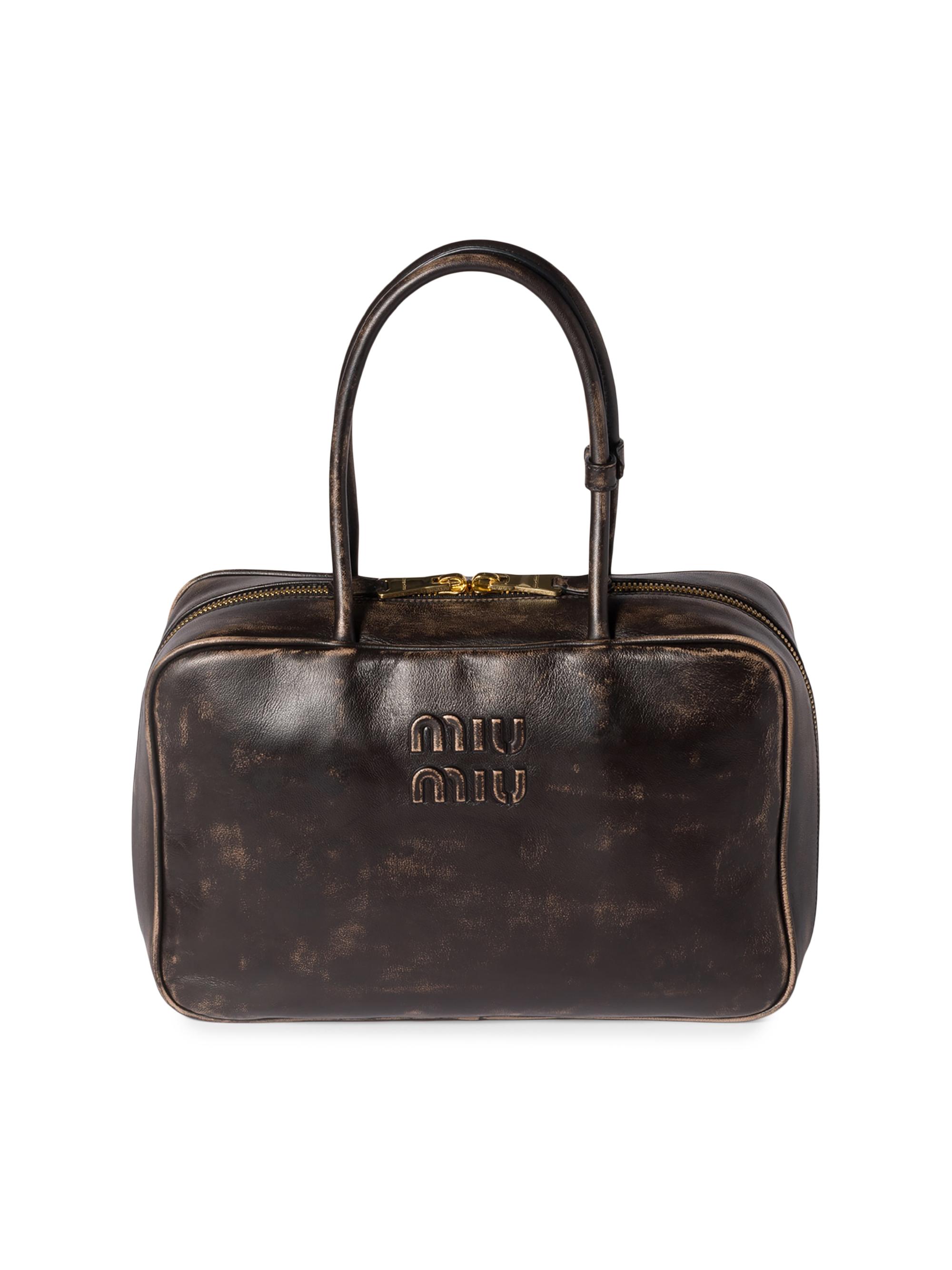 Miu Miu Women's Beau Nappa Leather Top Handle Bag - Brown