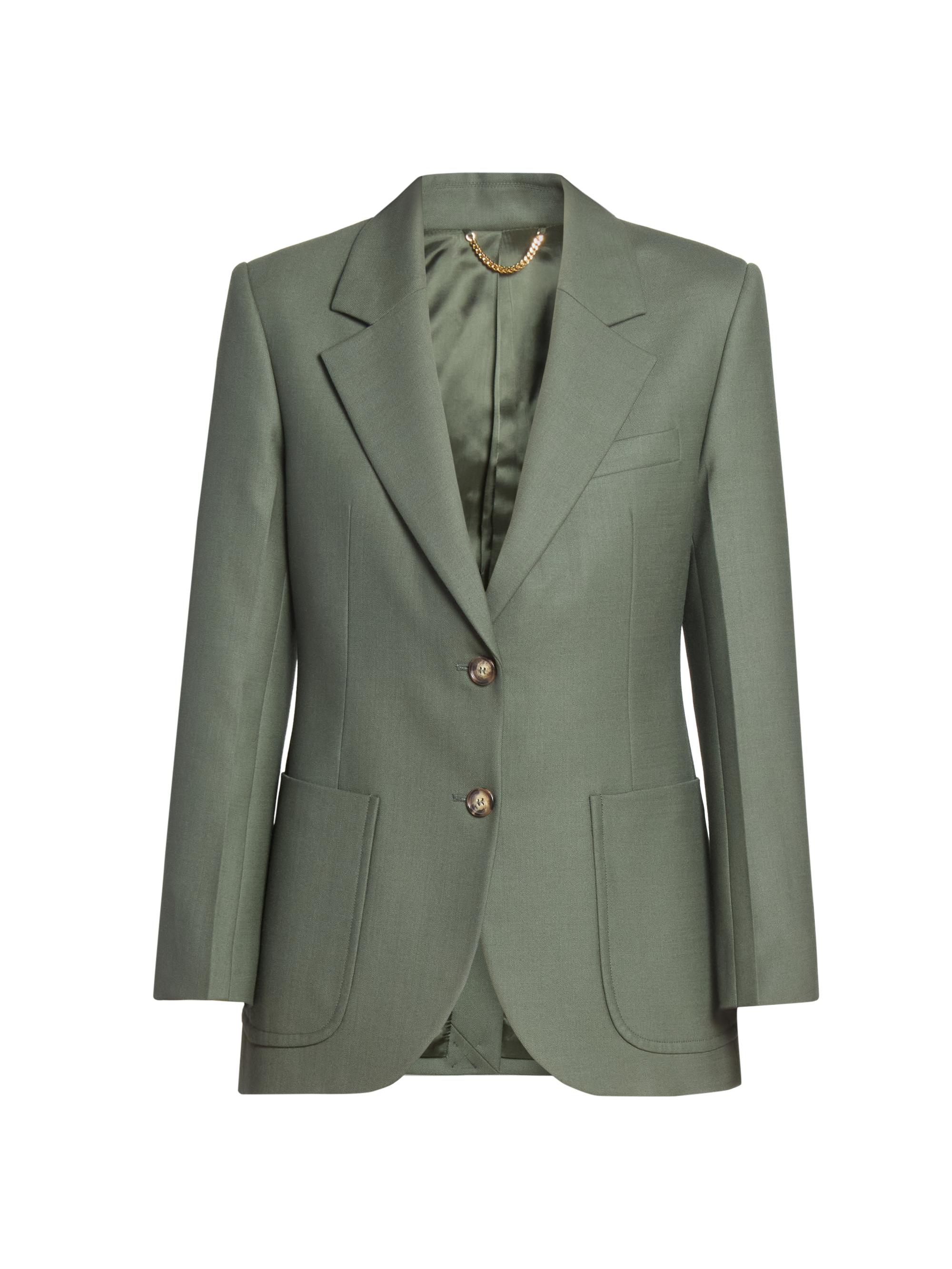 Victoria Beckham Women's Stretch-Wool Patch-Pocket Jacket - Oregano