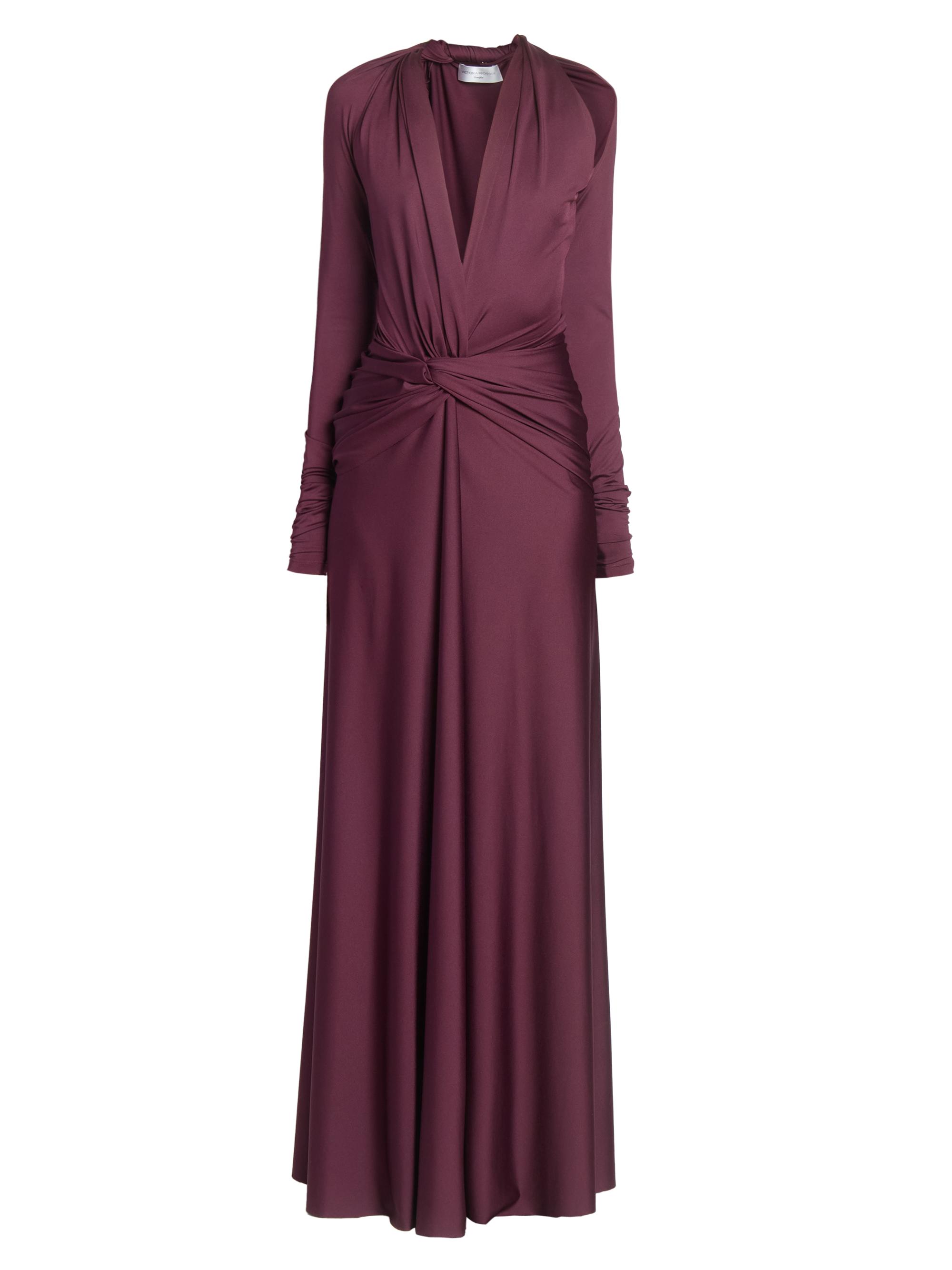 Victoria Beckham Women's Twist-Front Cut-Out Plunge Maxi Dress - Merlot