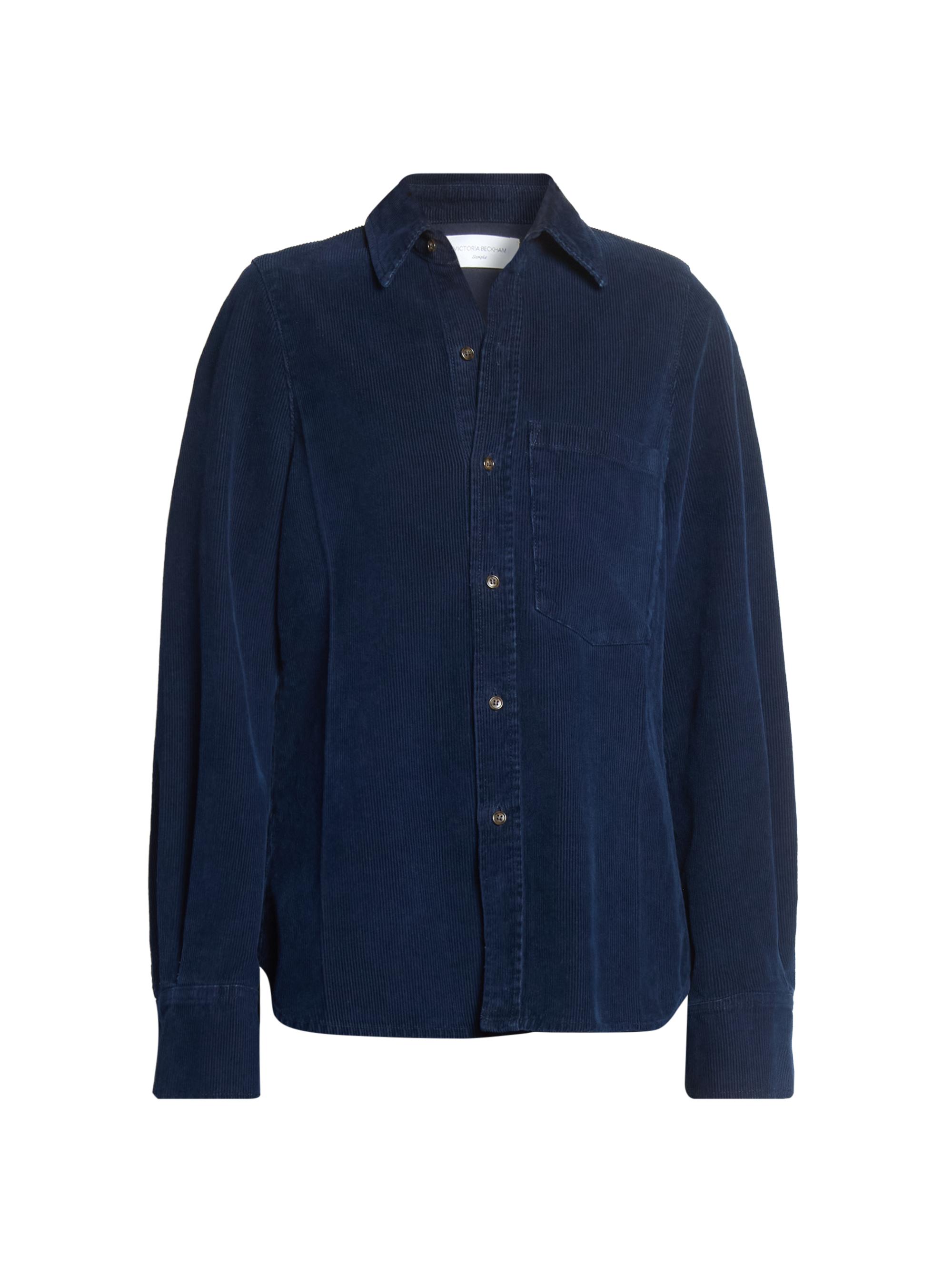 Victoria Beckham Women's Corduroy Slim-Fit Shirt - Indigo Garment Dye