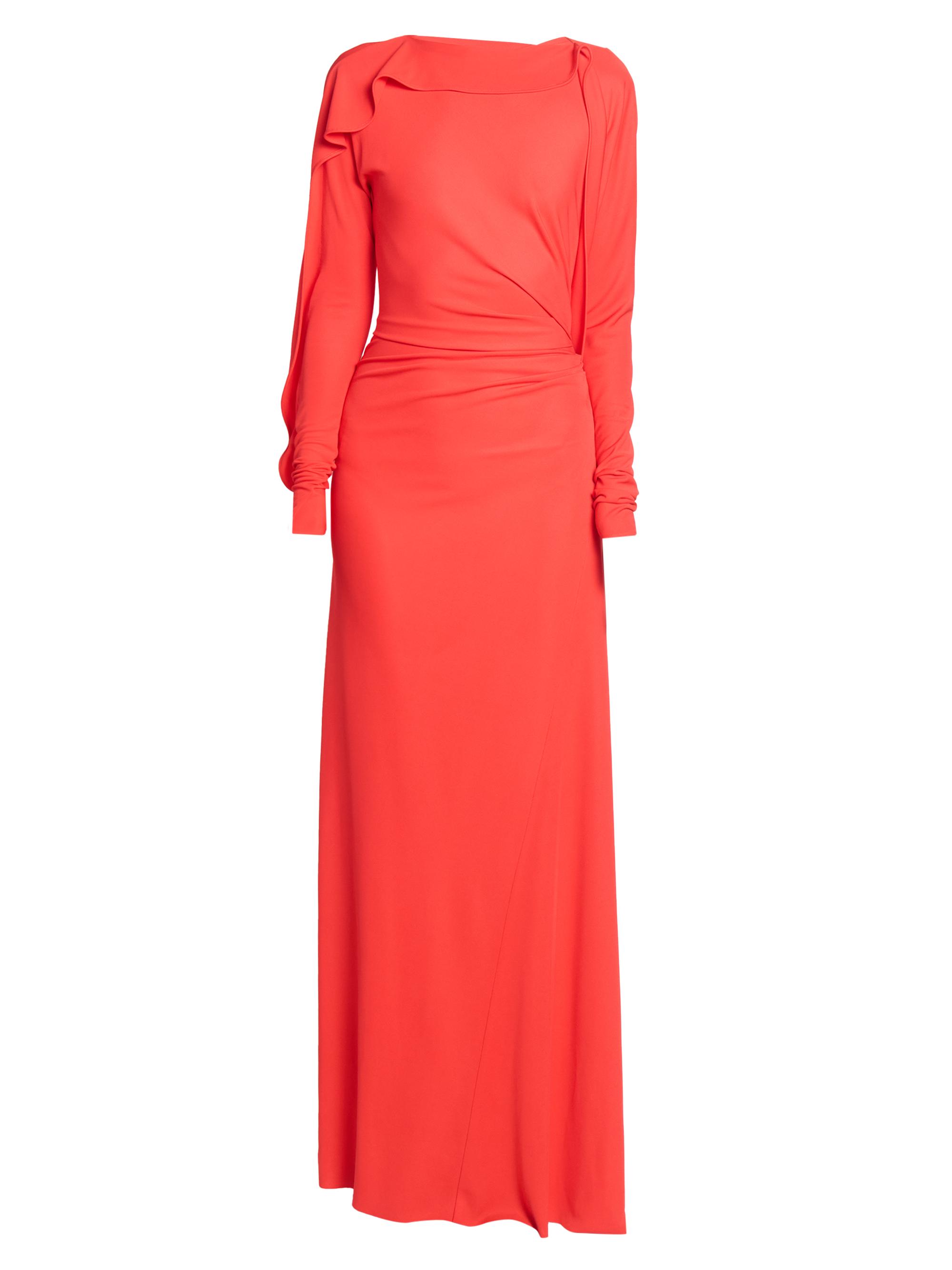 Victoria Beckham Women's Draped Jersey Long-Sleeve Gown - Cayenne