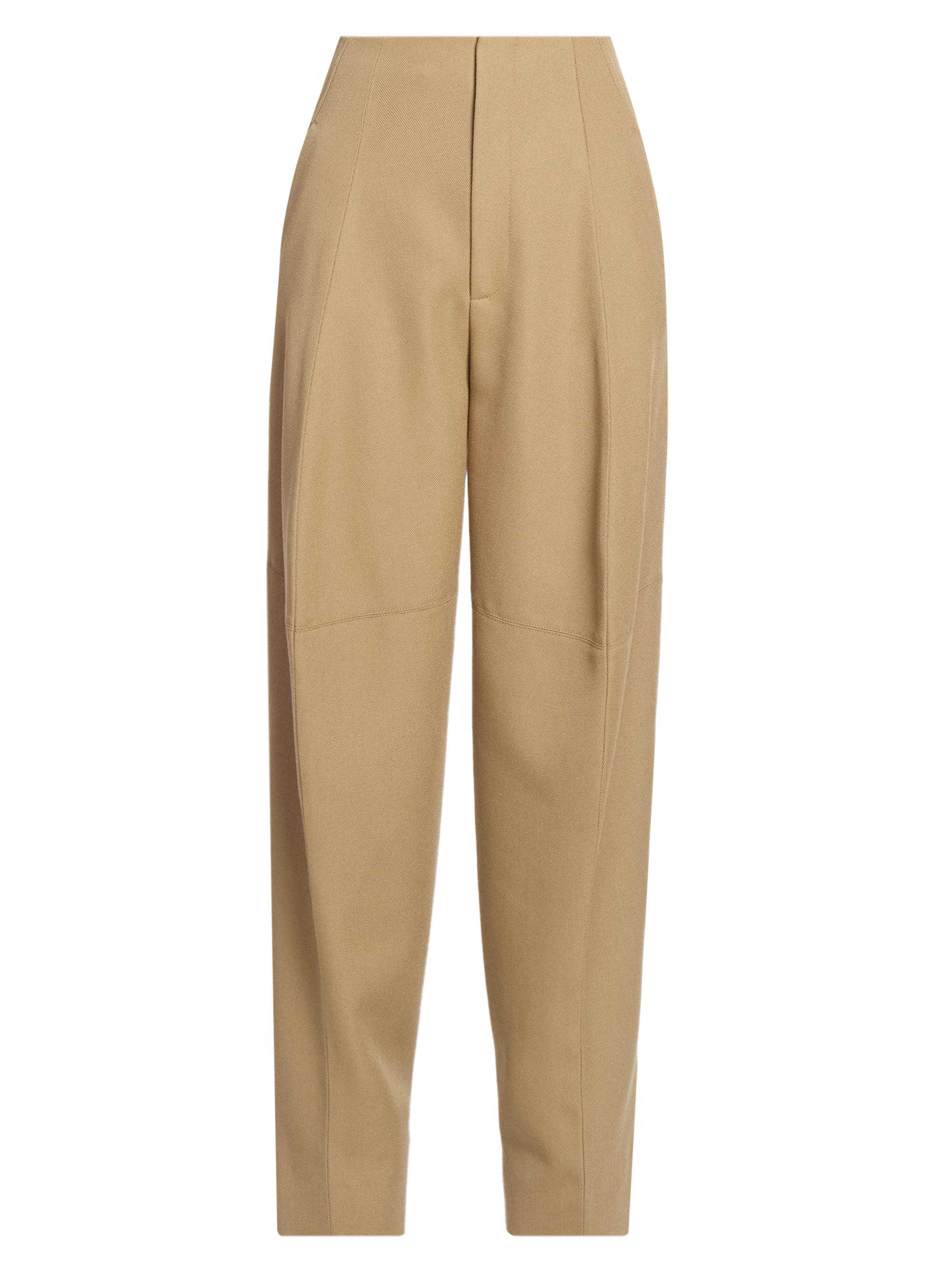 Victoria Beckham Women's Wool Sculptural-Leg Trousers - Dark Camel