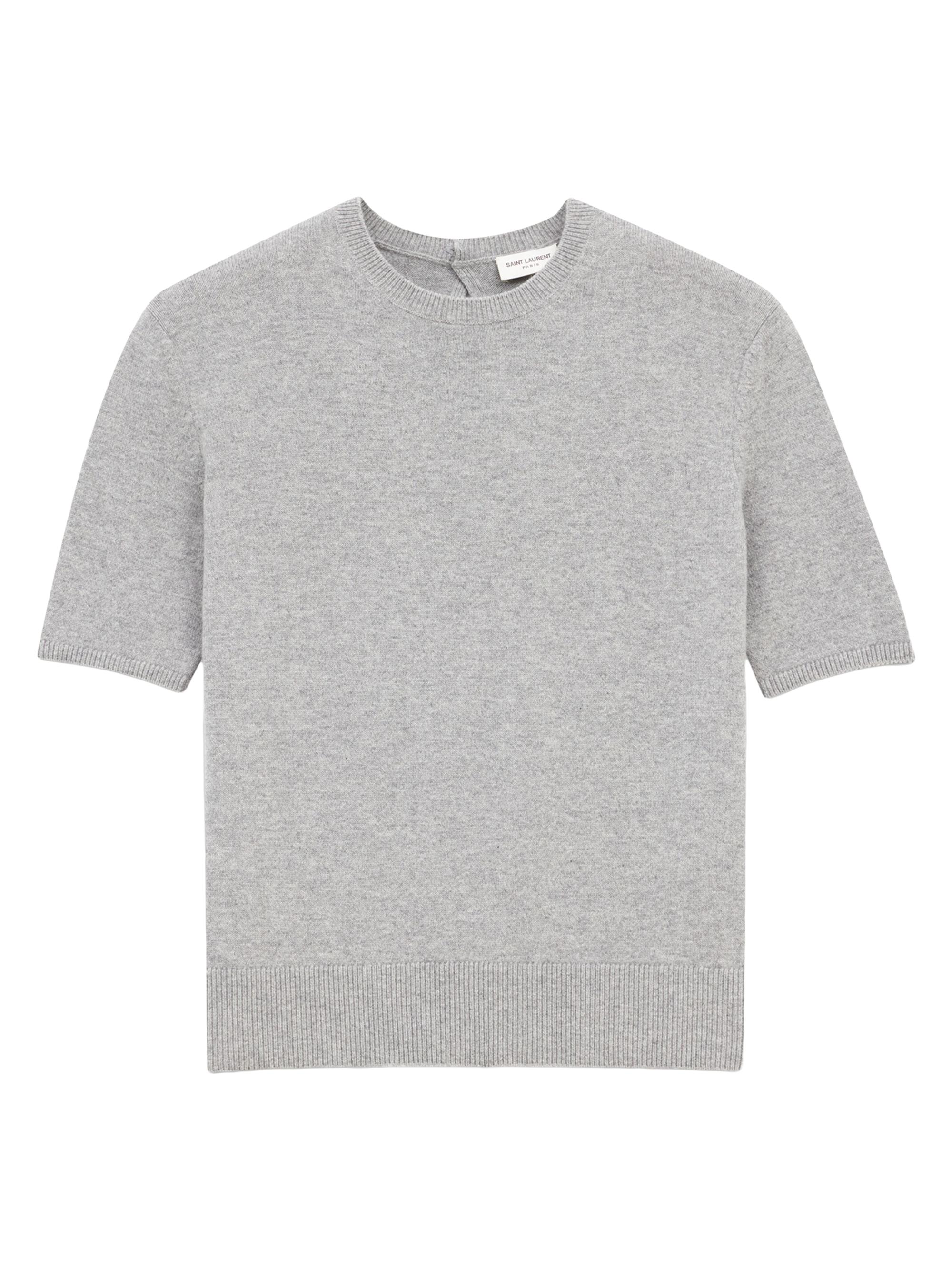 Saint Laurent Women's T-Shirt Sweater in Wool - Gris Chine