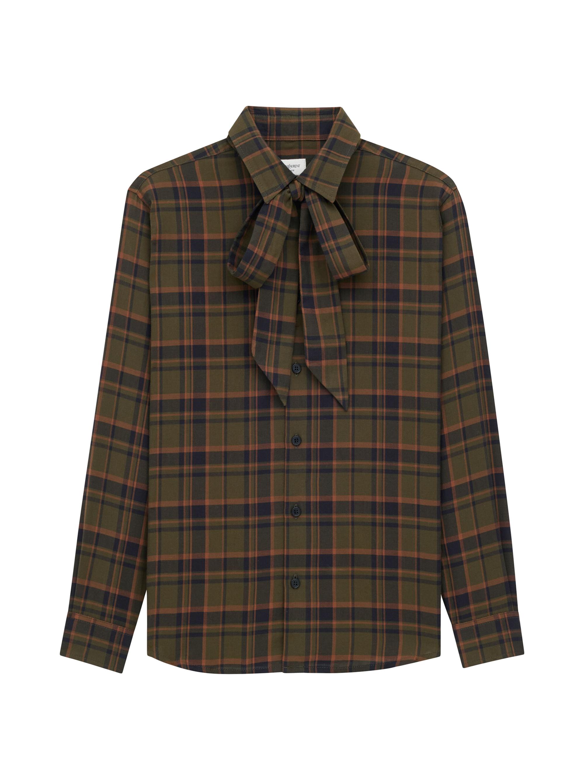 Saint Laurent Women's Cassanre Shirt in Cotton Plaid - Fakland Checks