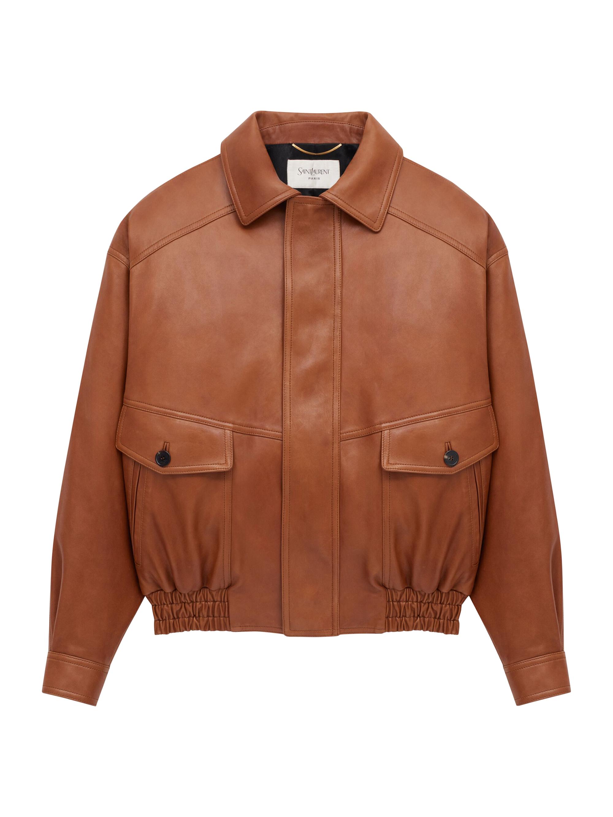 Saint Laurent Women's Bomber Jacket in Lambskin - Brown