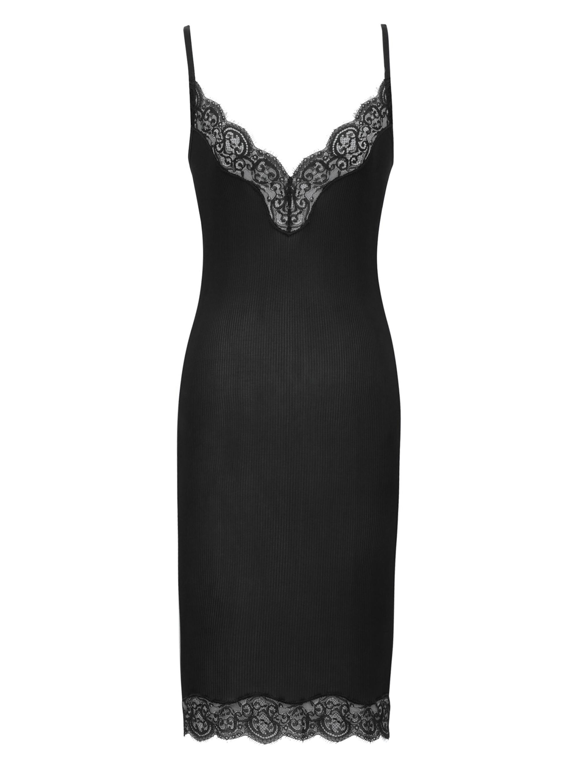 Saint Laurent Women's Laced Slip Dress in Silk Jersey - Black