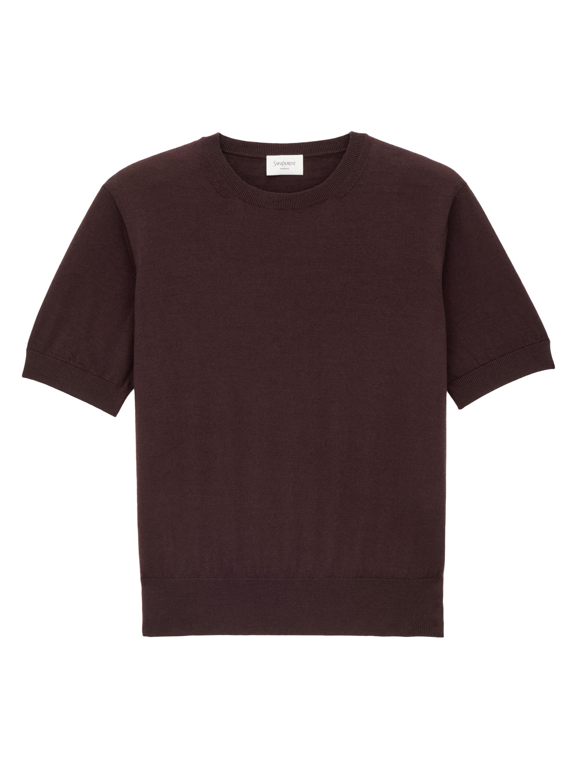 Saint Laurent Women's T-Shirt Sweater in Wool - Marron