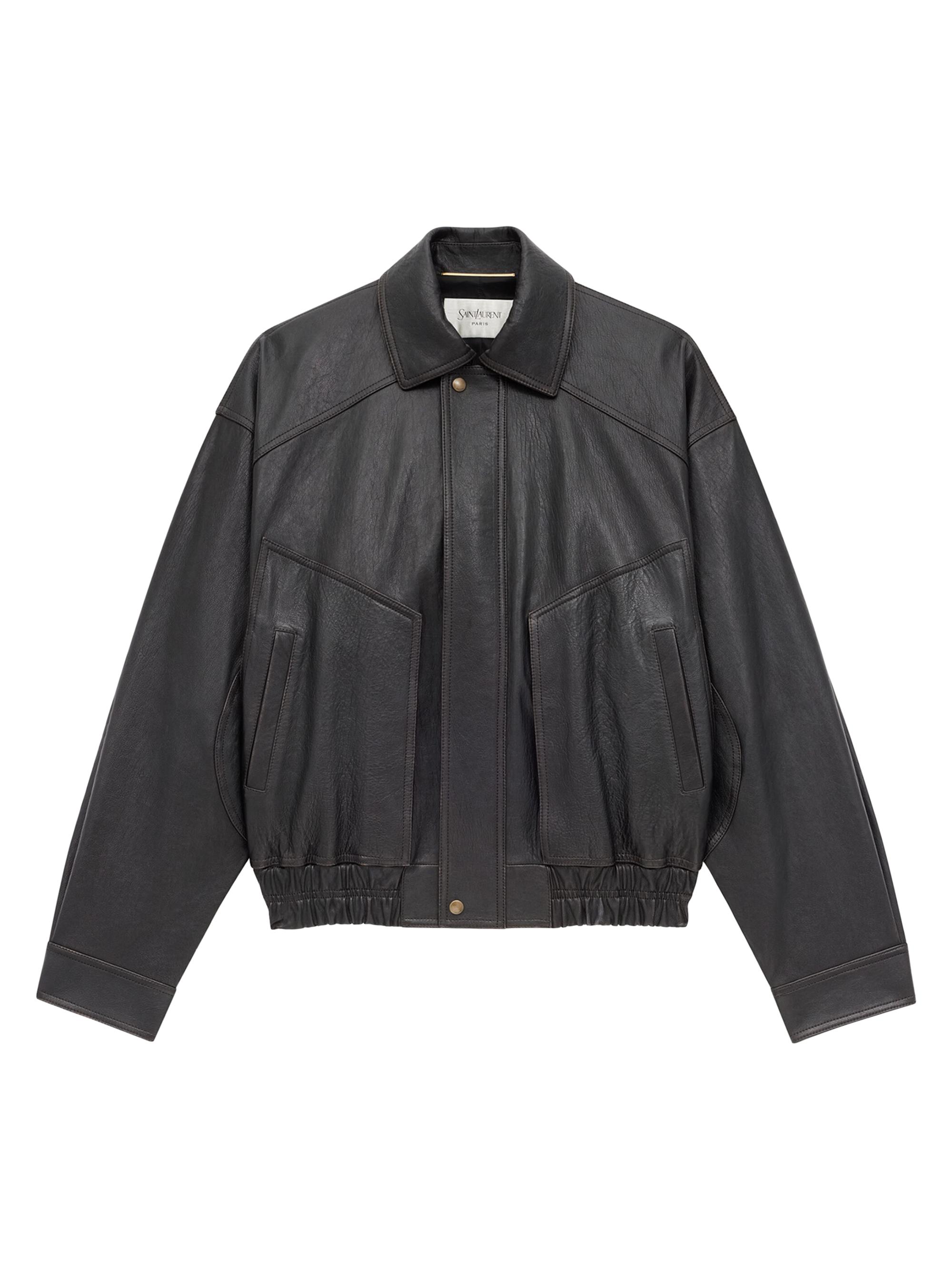 Saint Laurent Bomber Jacket in Grained Lambskin Leather | Saks