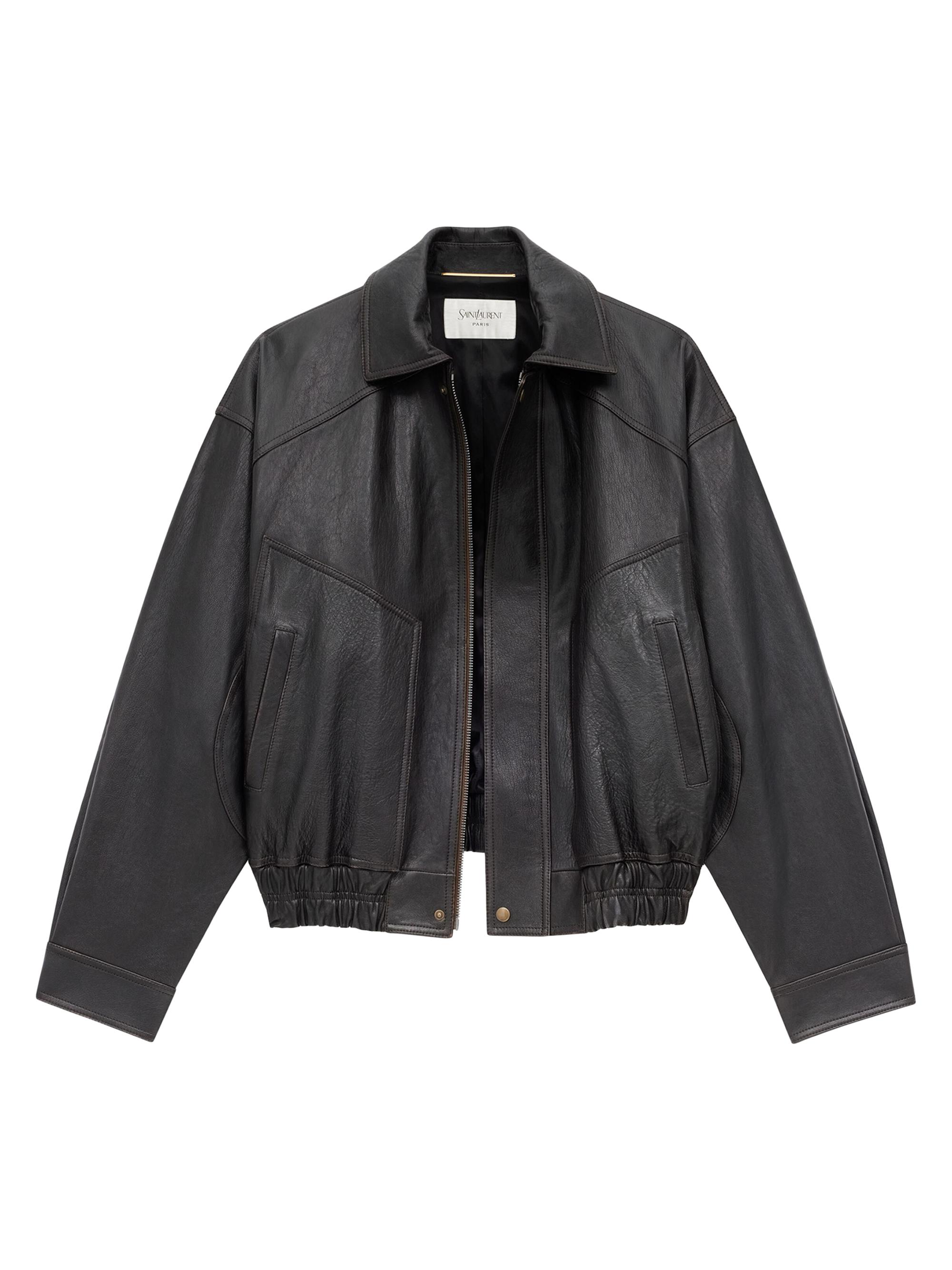 Saint Laurent Bomber Jacket in Grained Lambskin Leather | Saks