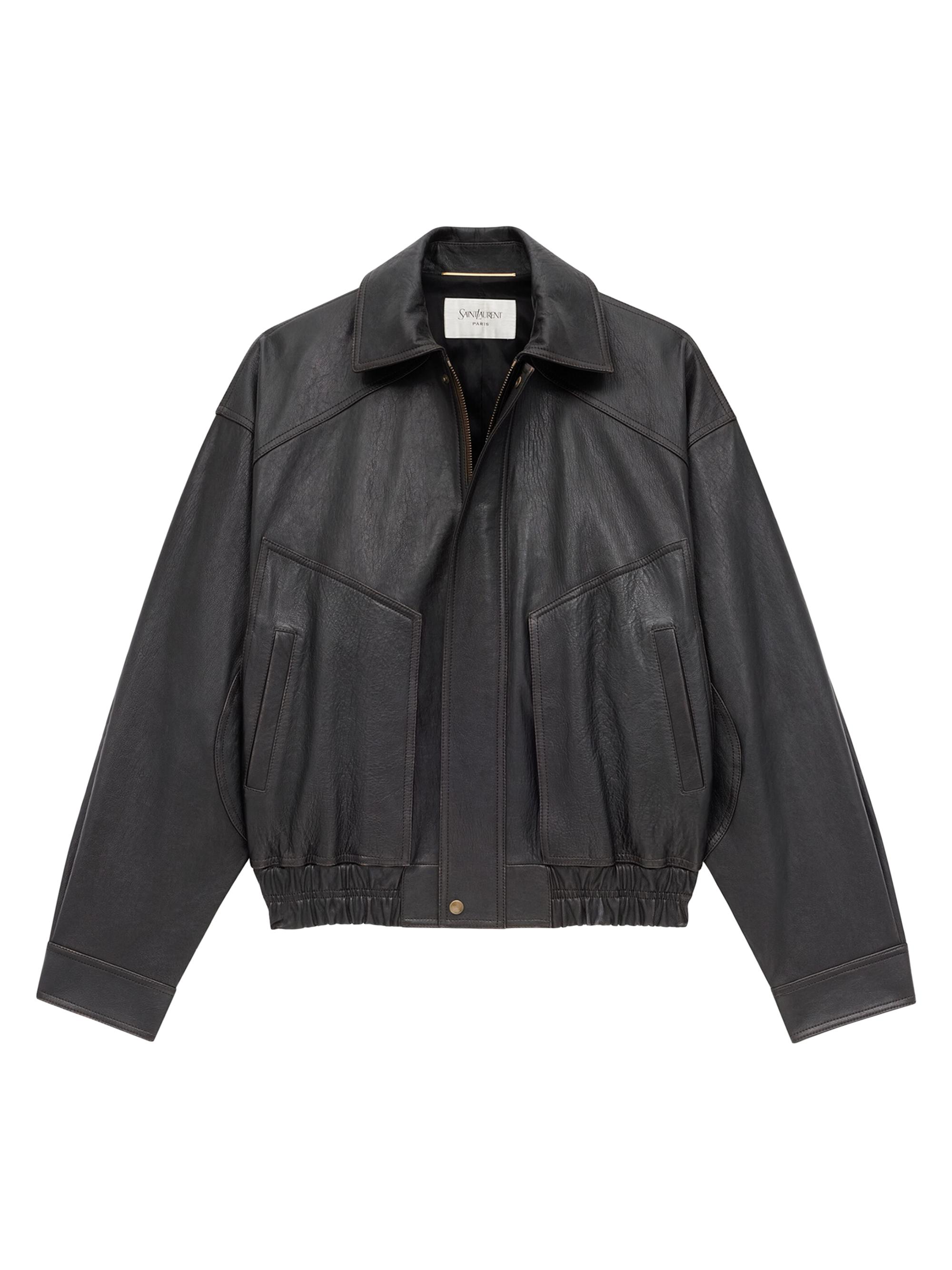 Saint Laurent Bomber Jacket in Grained Lambskin Leather | Saks
