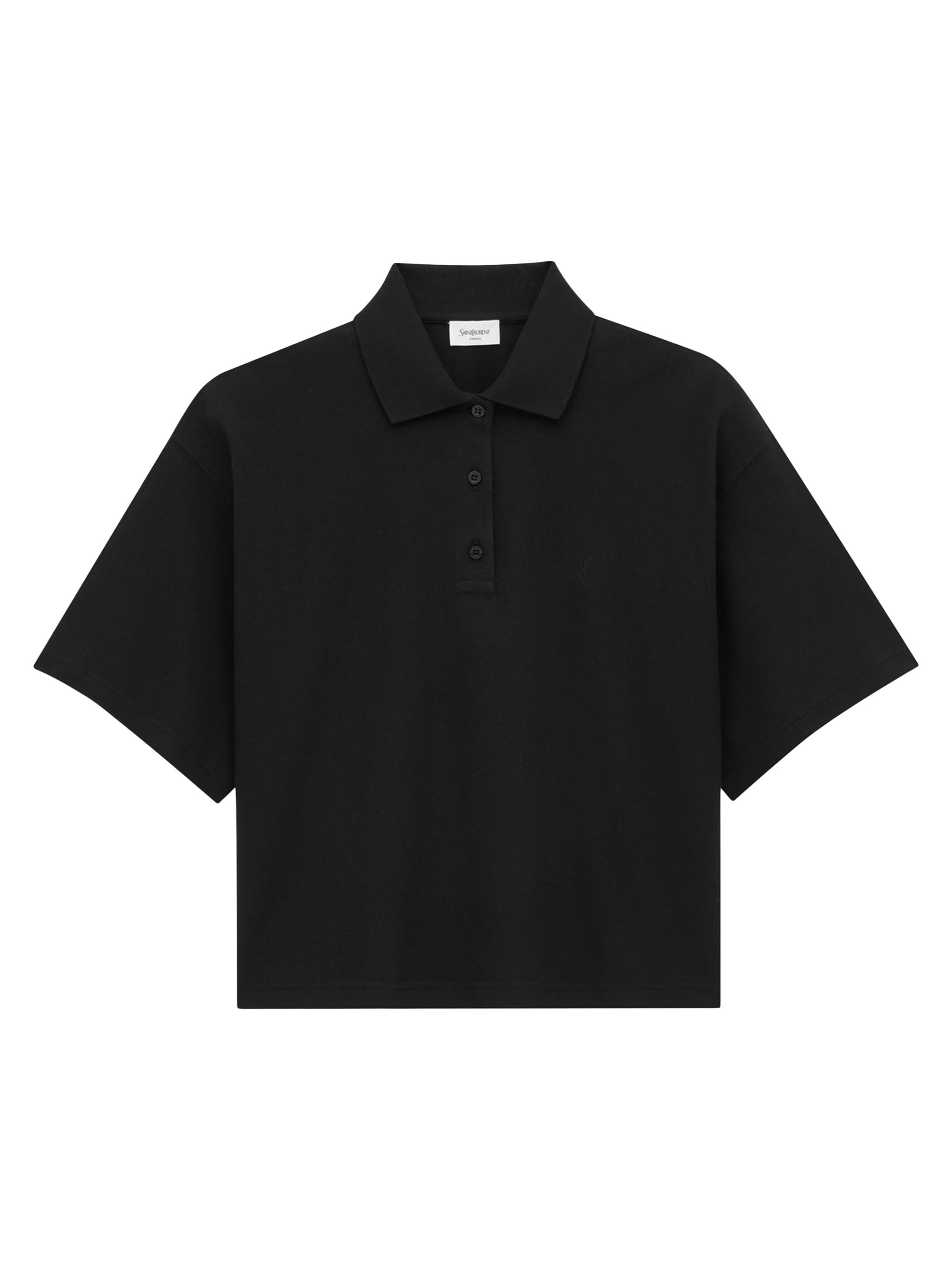 Saint Laurent Women's Cassandre Polo Shirt in Piquÿ - Black