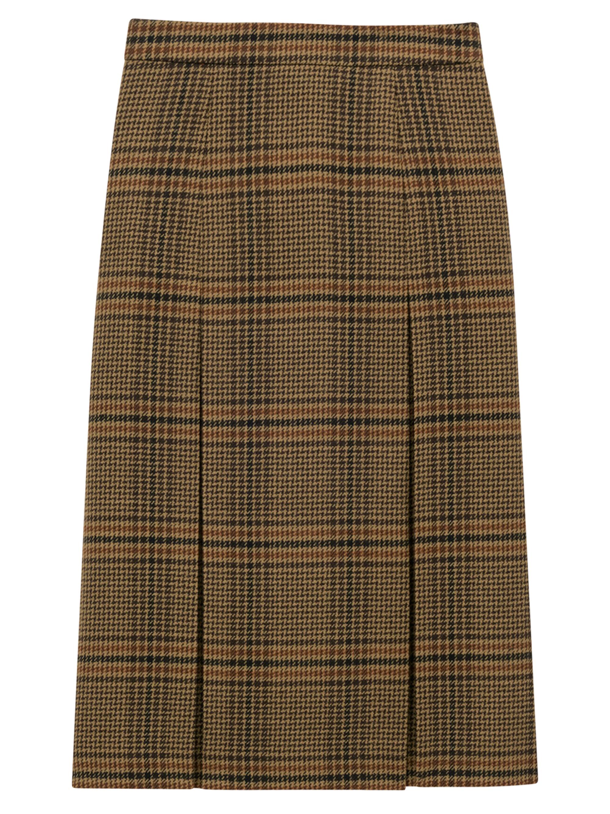 Saint Laurent Women's Midi Skirt in Prince of Wales - Marron Beige