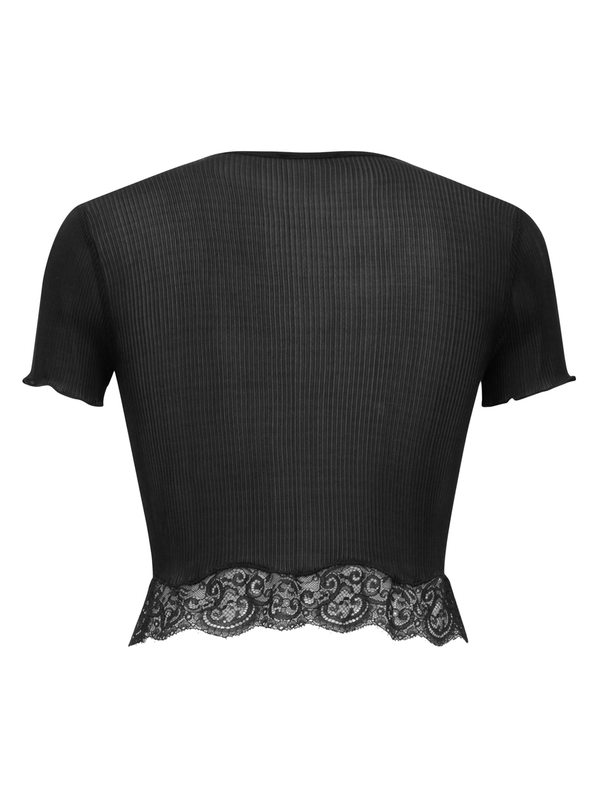 Saint Laurent Laced T-Shirt in Ribbed Silk | Saks Fifth Avenue