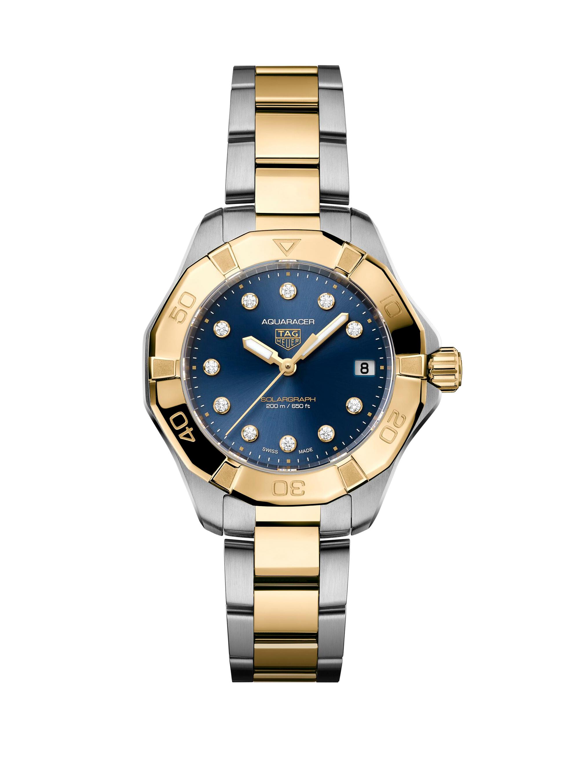 TAG Heuer Women's Aquaracer 18K Yellow Gold, Stainless Steel & 0.15 TCW Diamond Bracelet Watch/34MM - Stainles Ssteel