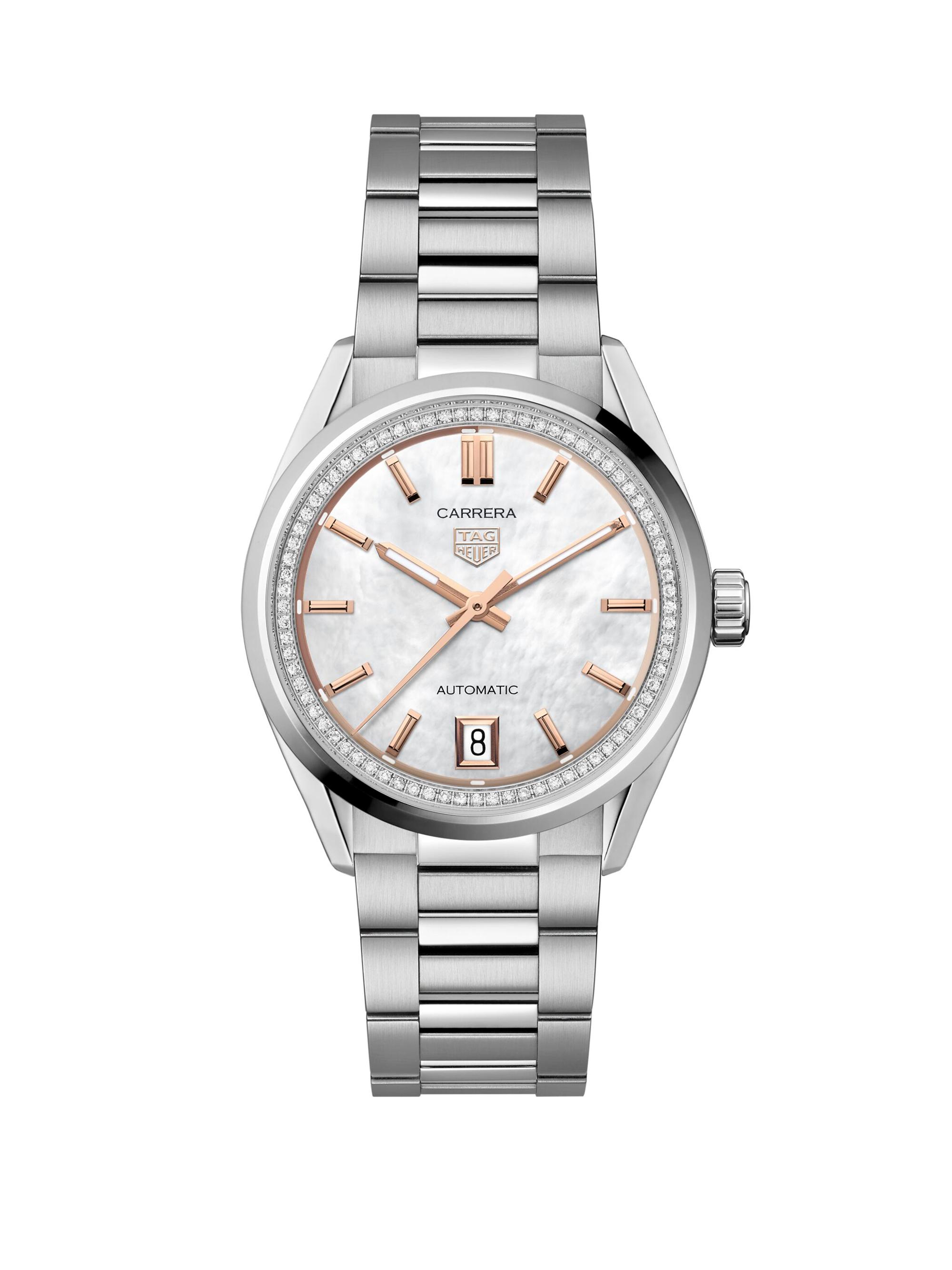 TAG Heuer Women's Carrera Stainless Steel, Mother-Of-Pearl & 0.28 TCW Diamond Bracelet Watch/36MM - Mother Of Pearl
