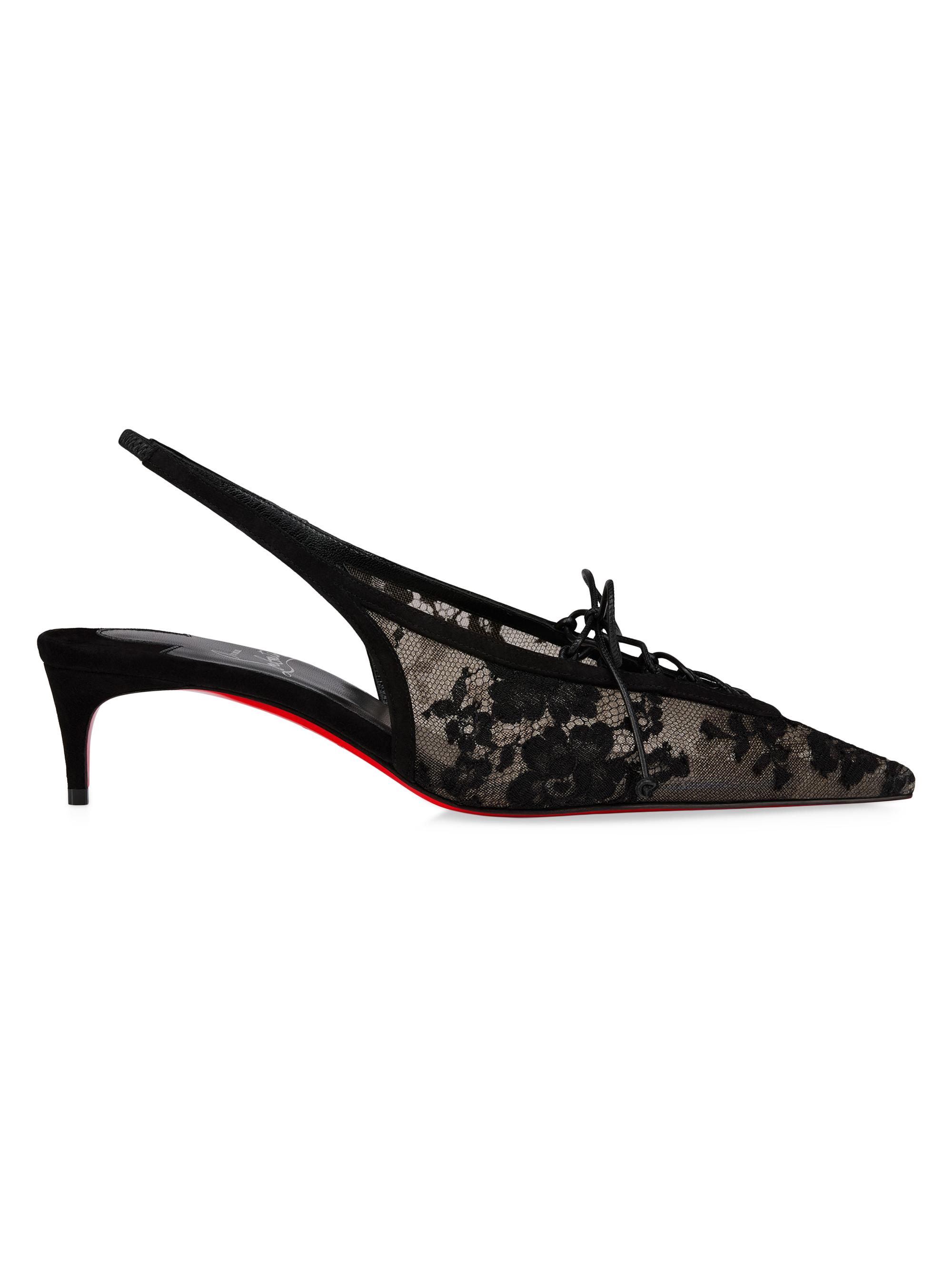 Christian Louboutin Women's Km 45MM Lace Sling Pumps - Black