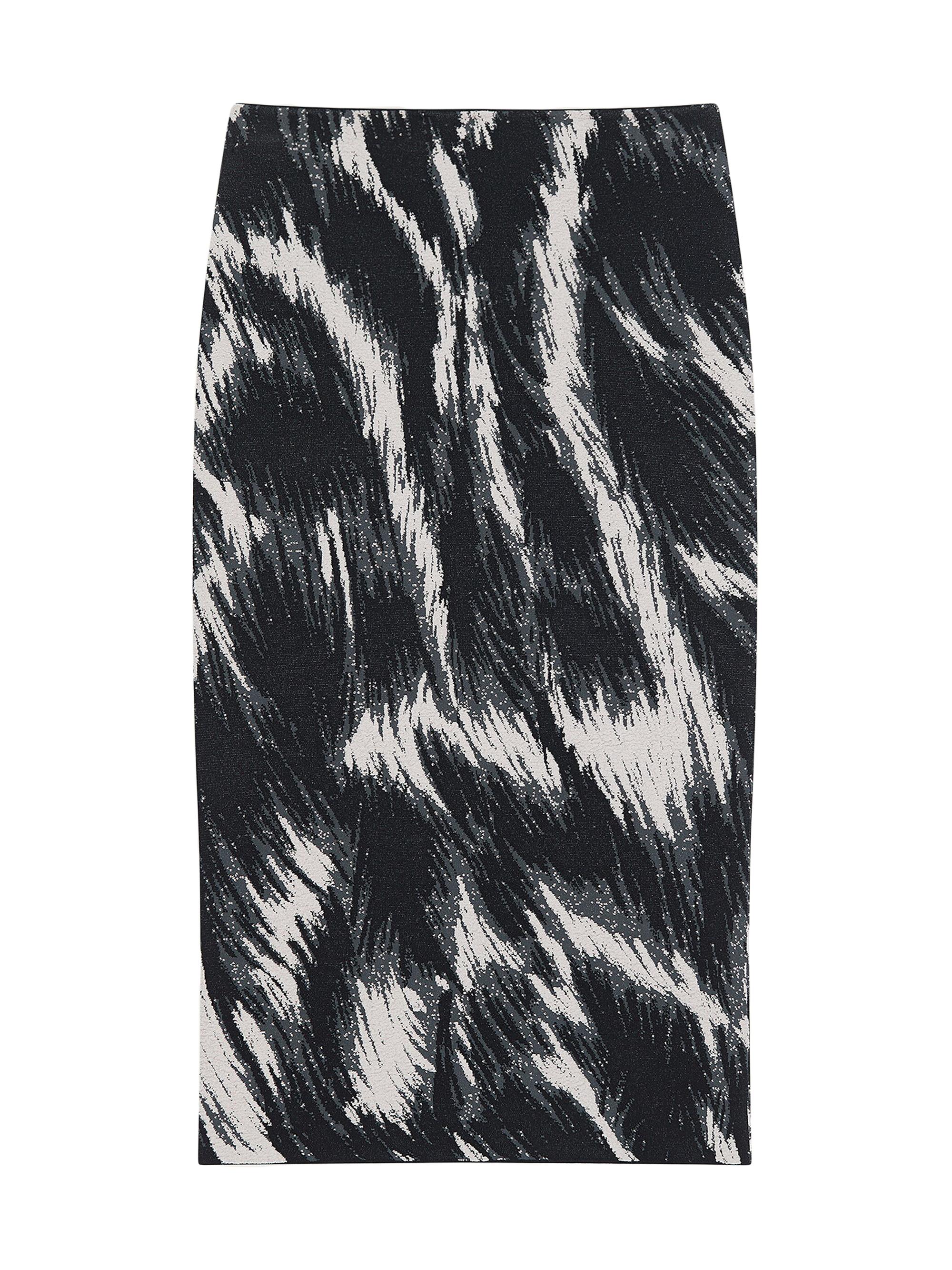 Givenchy Women's Midi Knitted Skirt with Animal Jacquard - Grey Mix