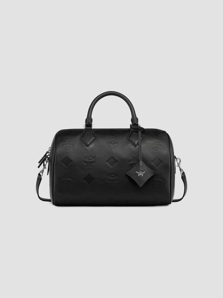 希少✨MCM 2way Boston Bag Leather Black MCM Medium Ella Leather Boston Bag | Saks Fifth Avenue