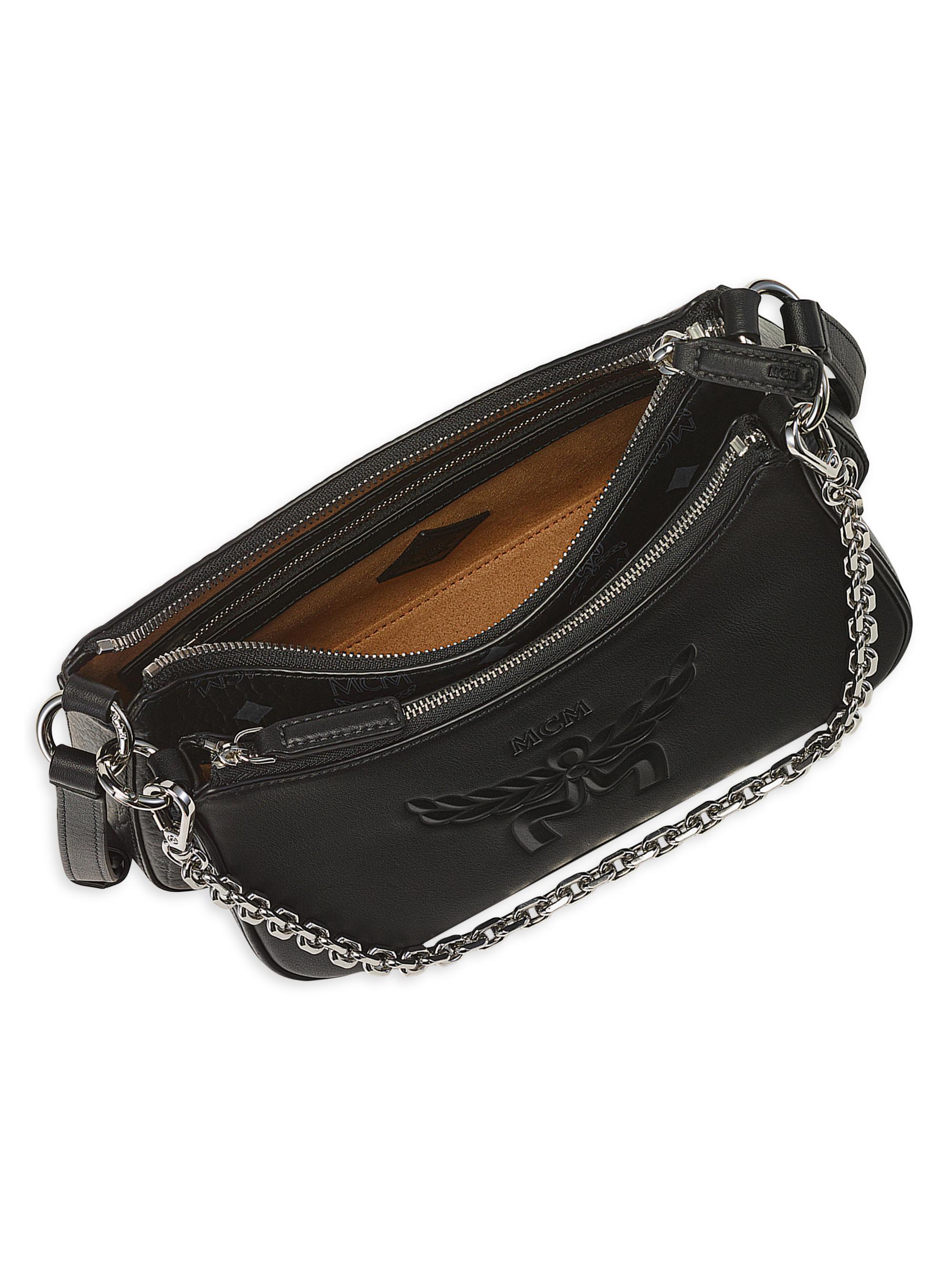 MCM Women's  Aren Visetos Crossbody Bag - Black | Thumbnail 3