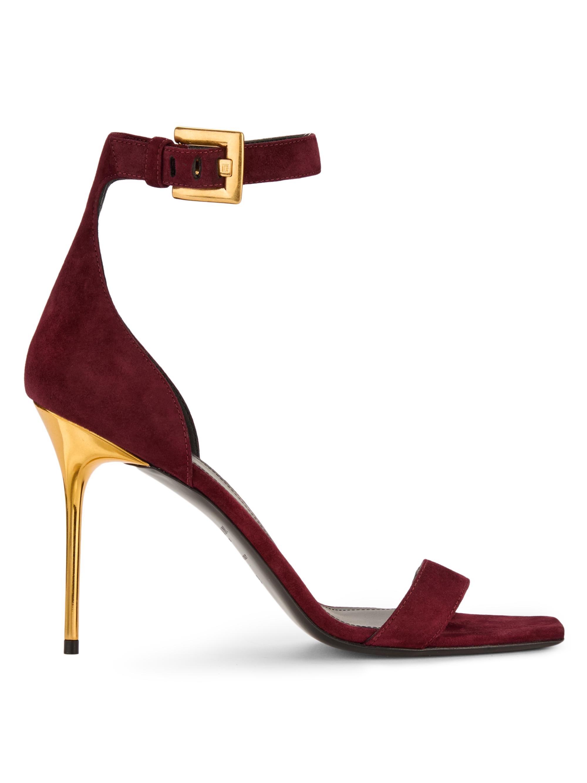 Balmain Women's Uma 95MM Stiletto Suede Sandals - Bordeaux