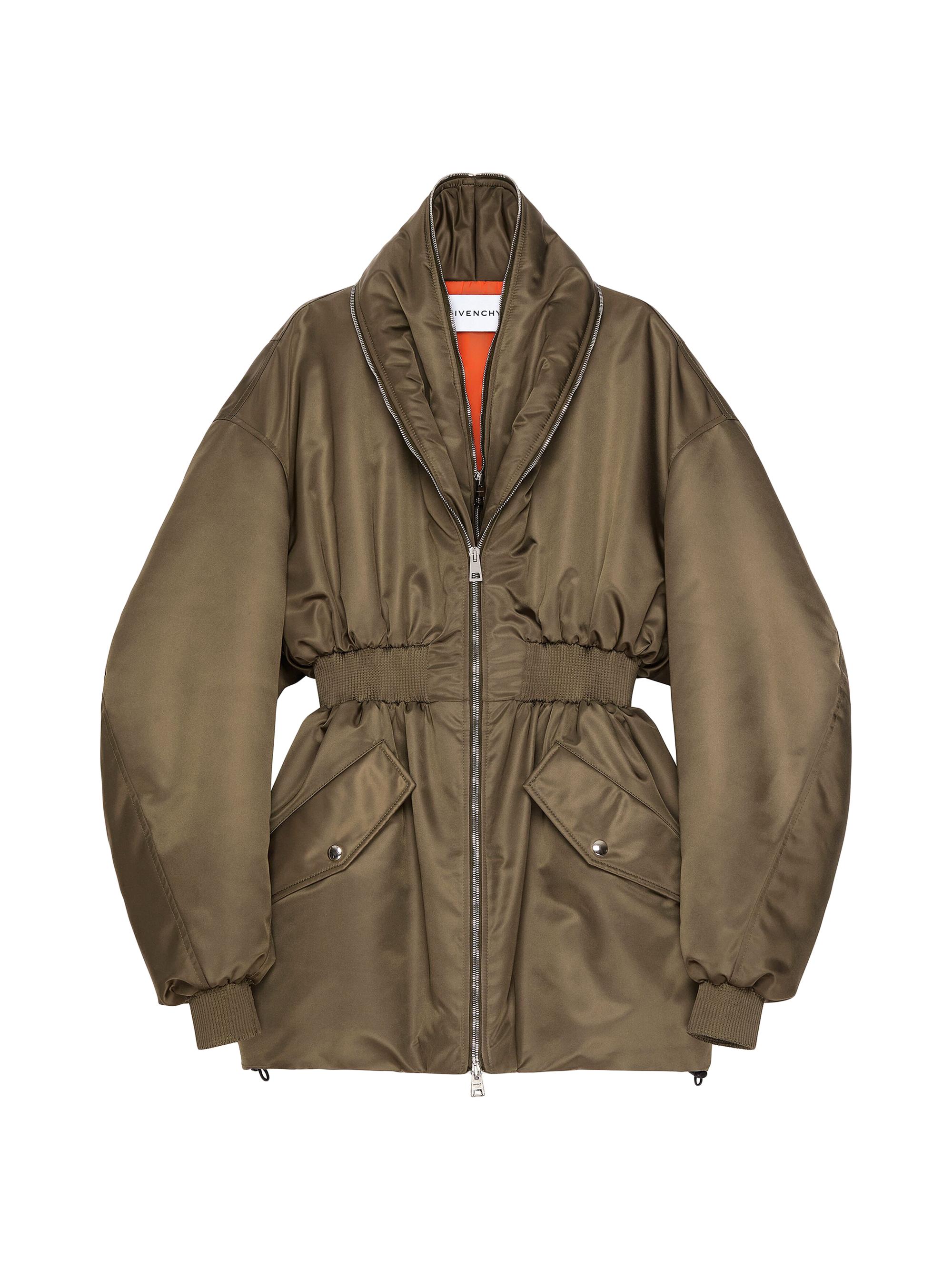 Givenchy Women's Long Bomber with Zipped Shawl Collar - Khaki