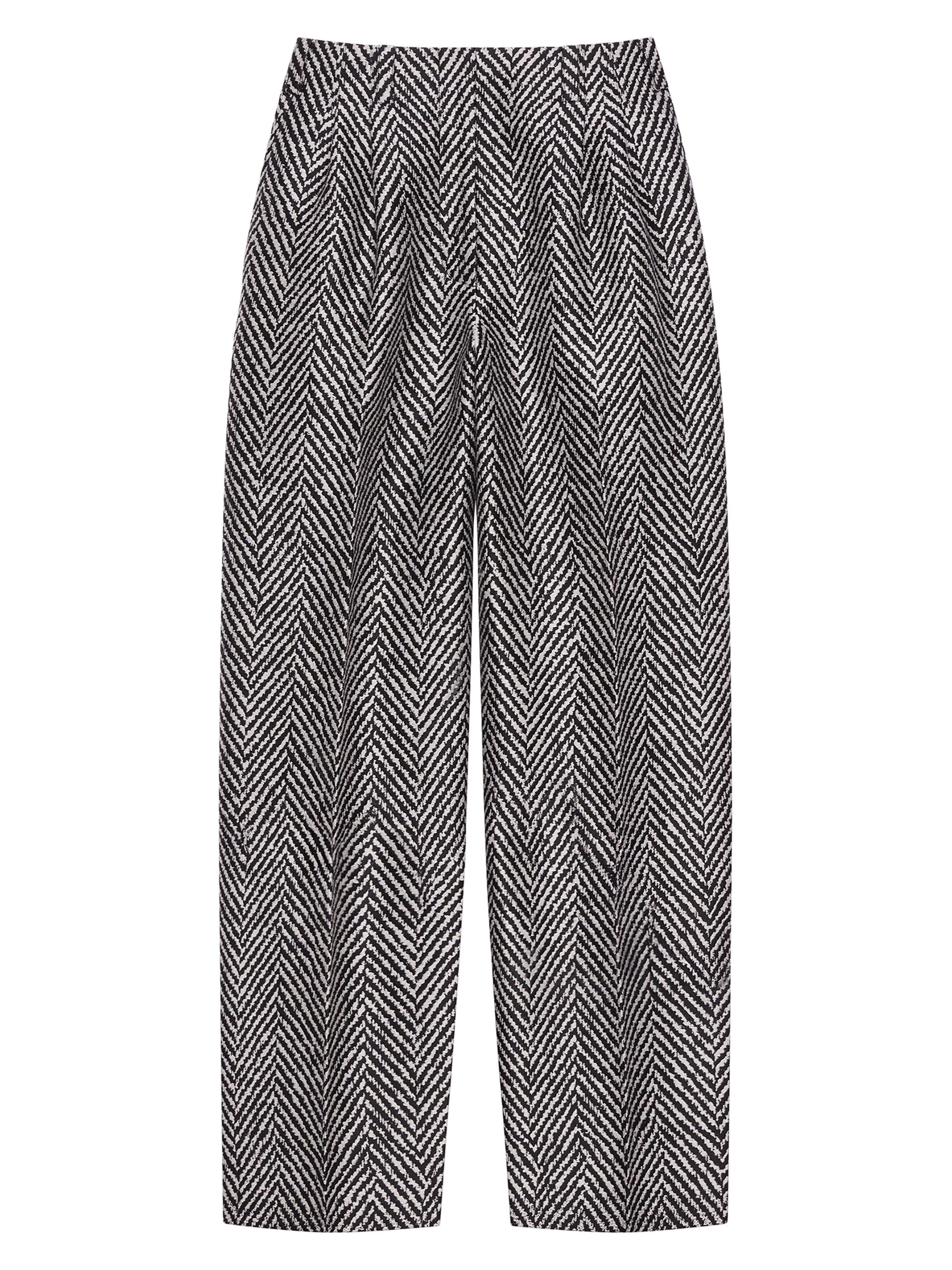 Givenchy Women's Two-Pleat Pants in Wool Herringbone - Black White