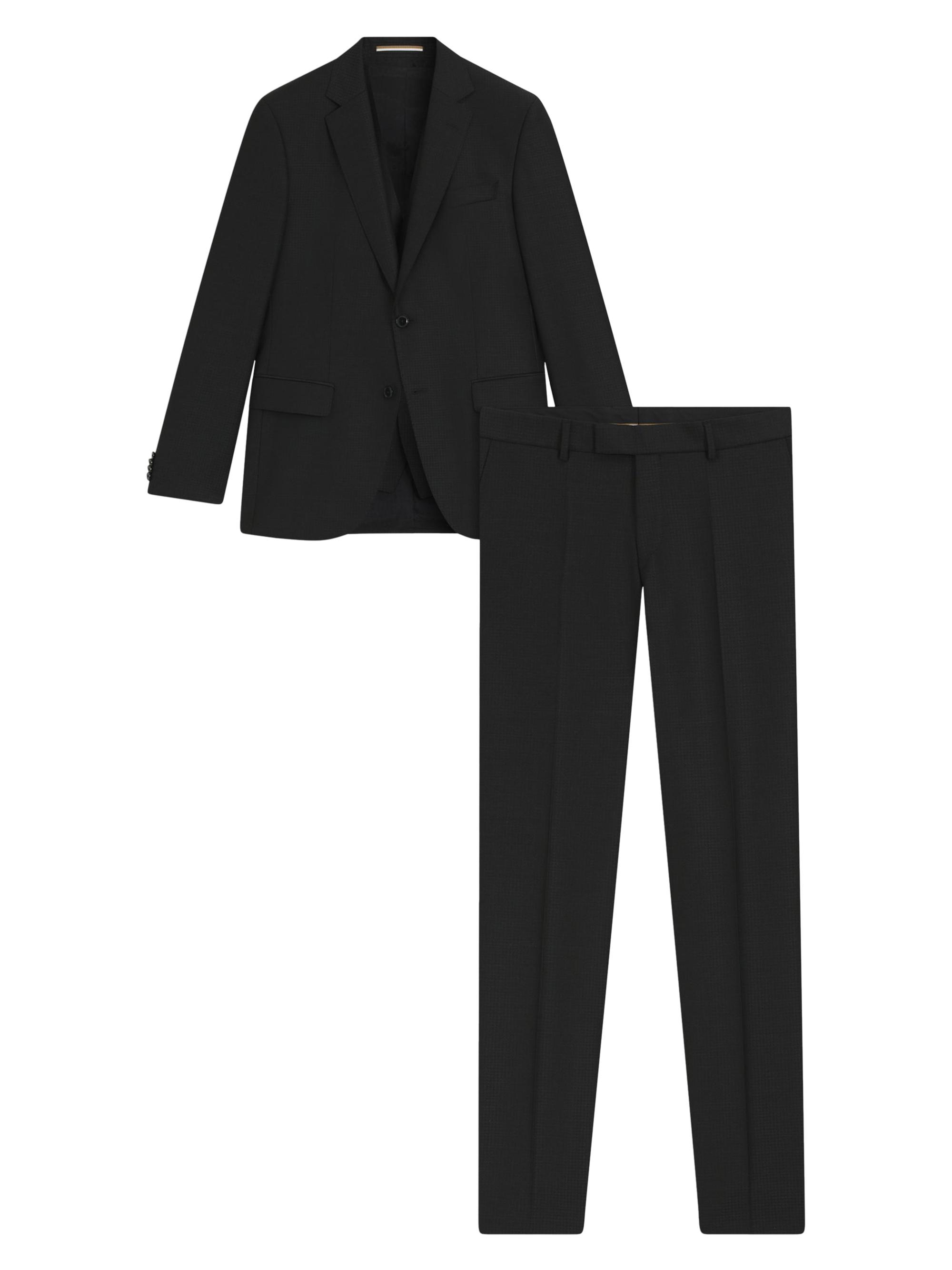 BOSS Men's Slim-Fit Three-Piece Suit in Patterned Wool - Black
